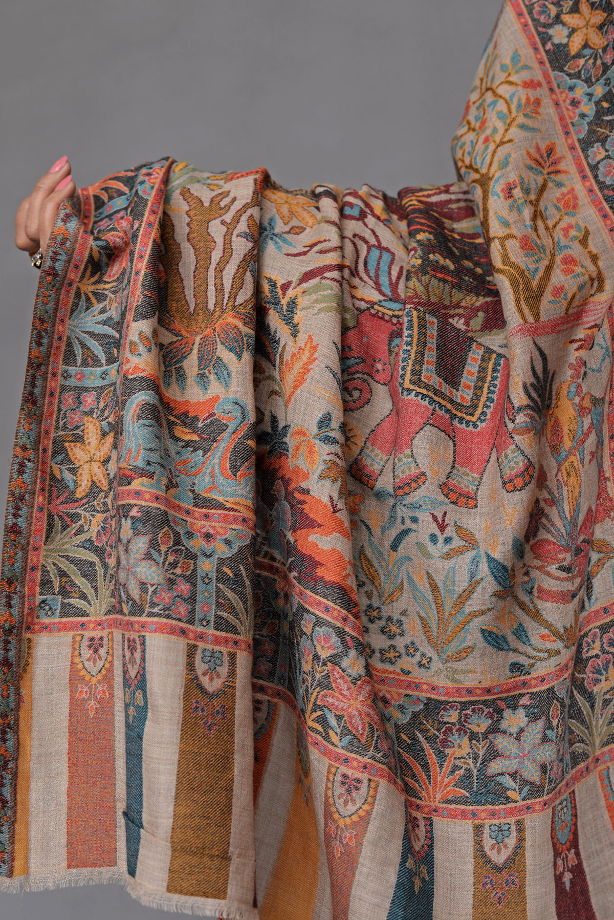 Multicolor Floral Geometric Shawl