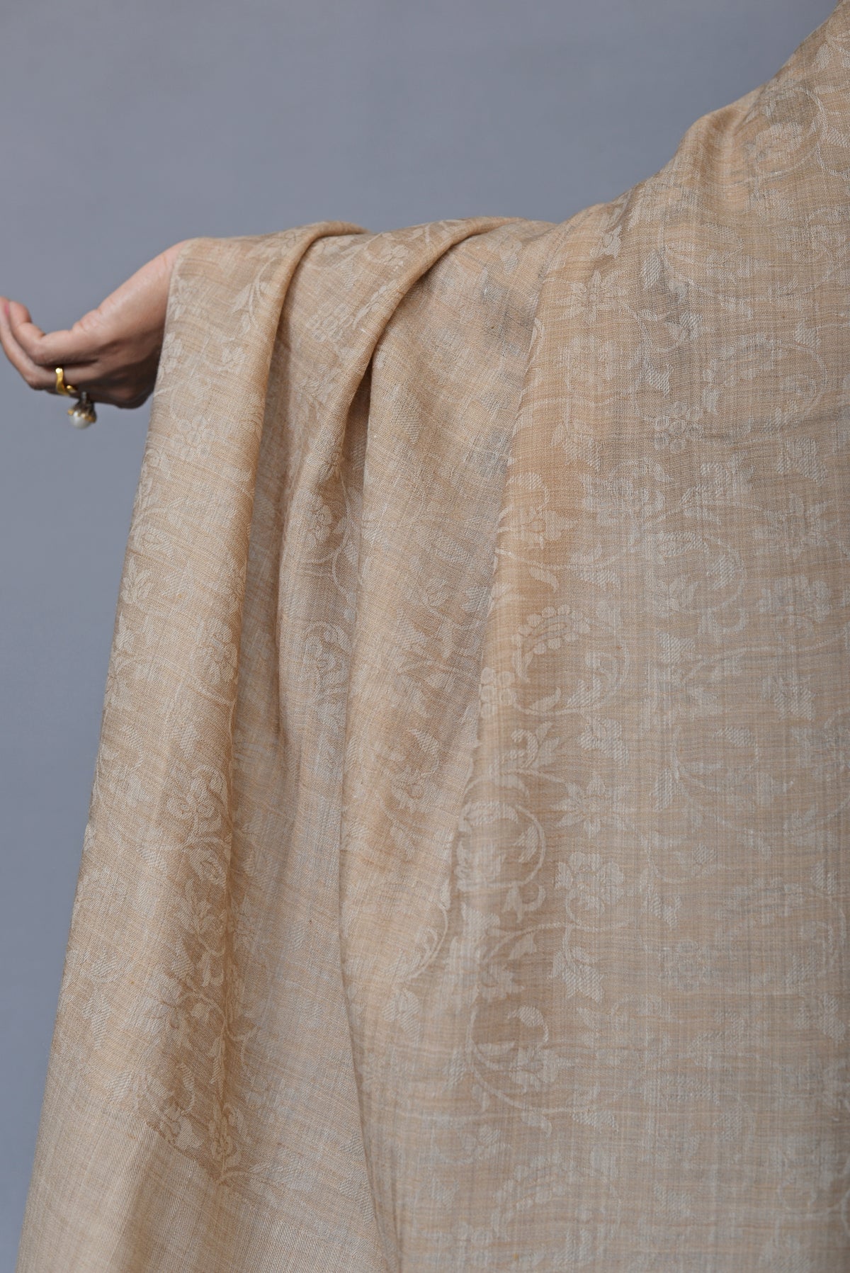 Beige Shawl with a Subtle Textured Weave