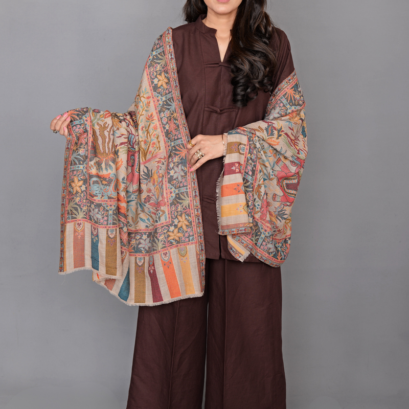 Multicolor Floral Geometric Shawl