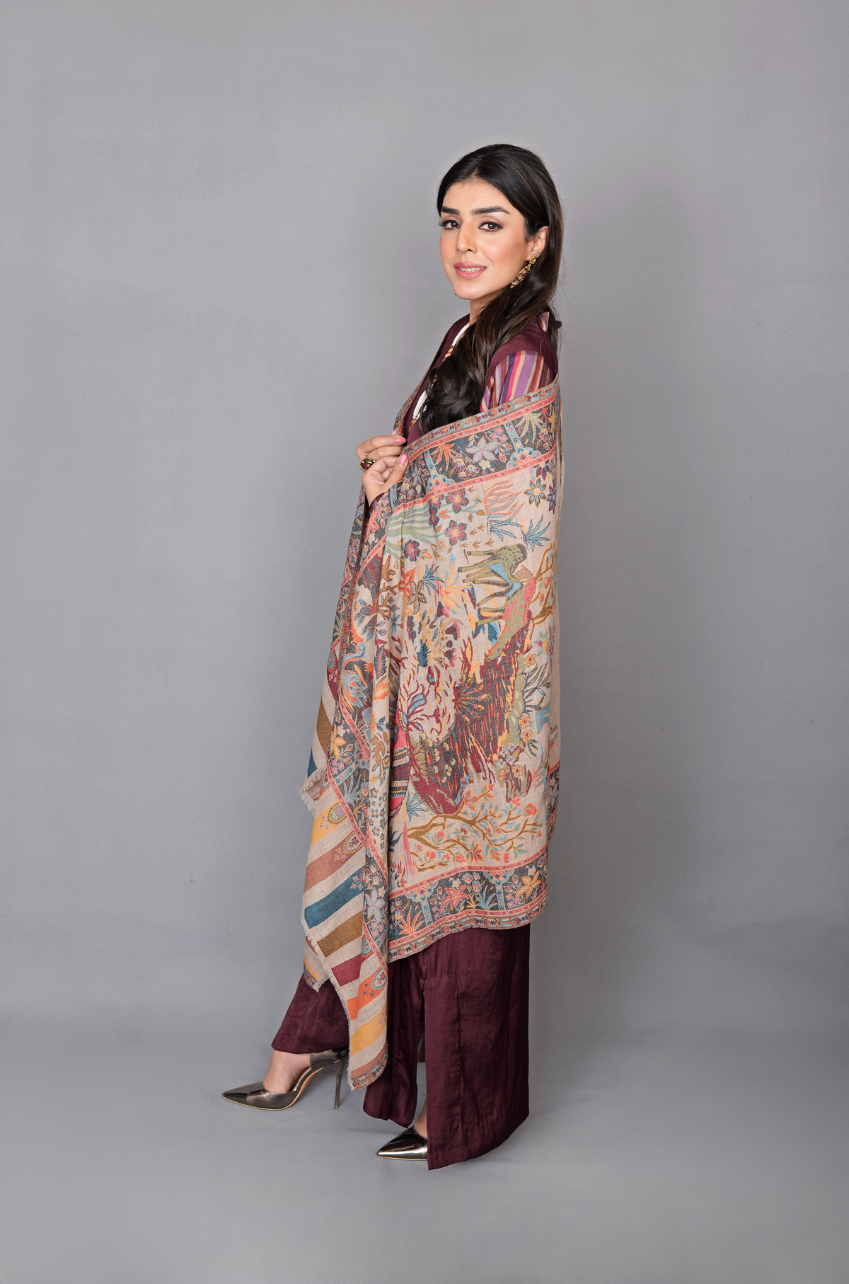 Multicolor Floral Geometric Shawl