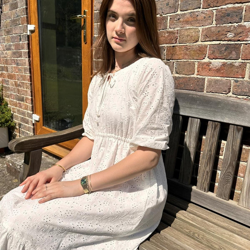 White Broderie Maxi Dress