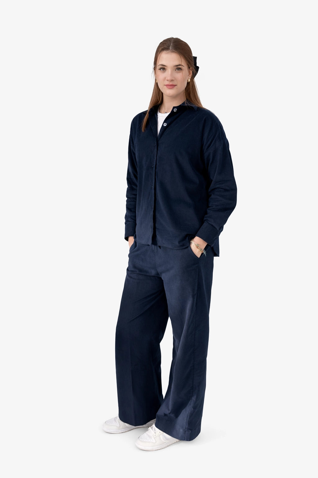 Blue Soft Corduroy Coord Set