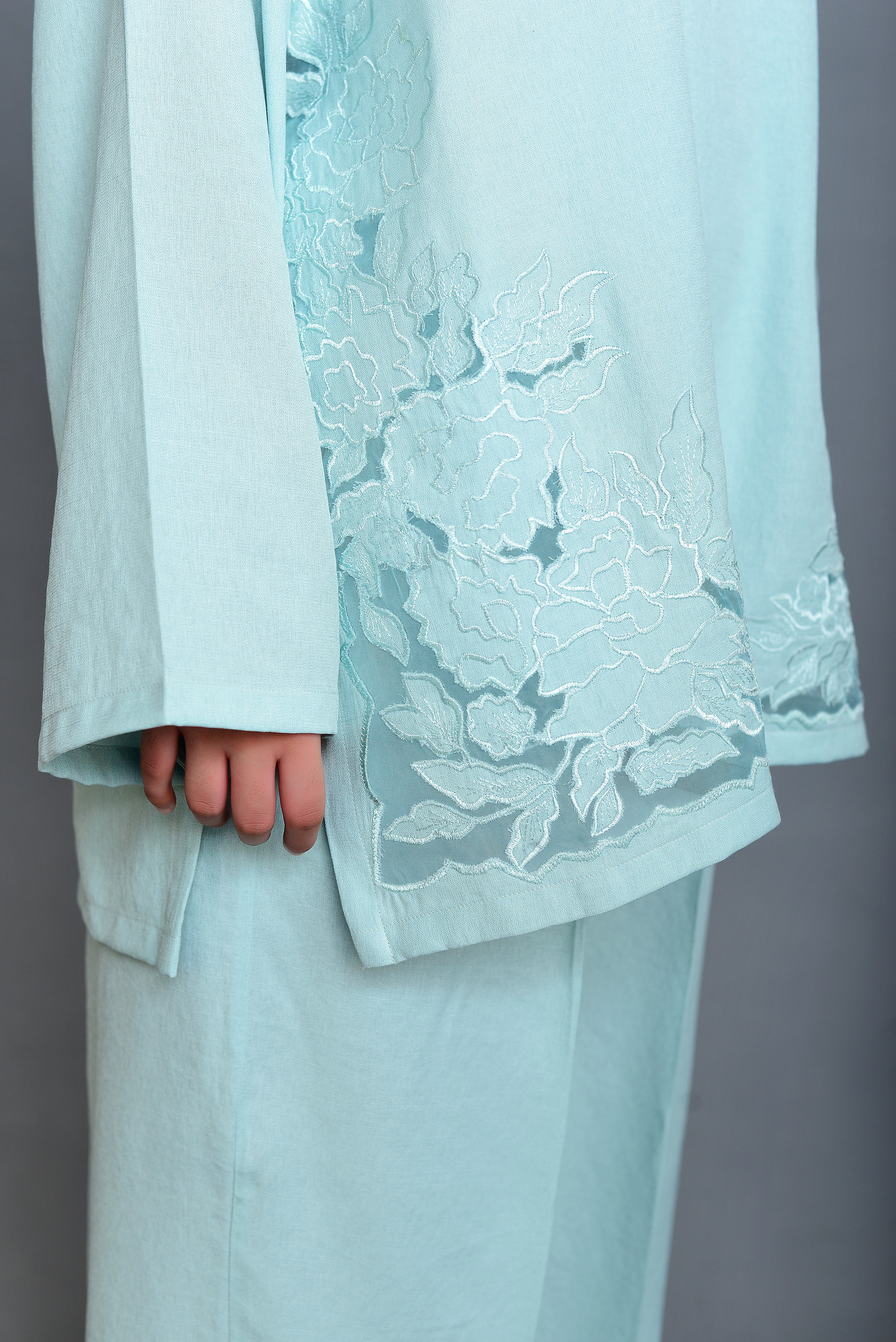 Turquoise Embroidered Coord Set