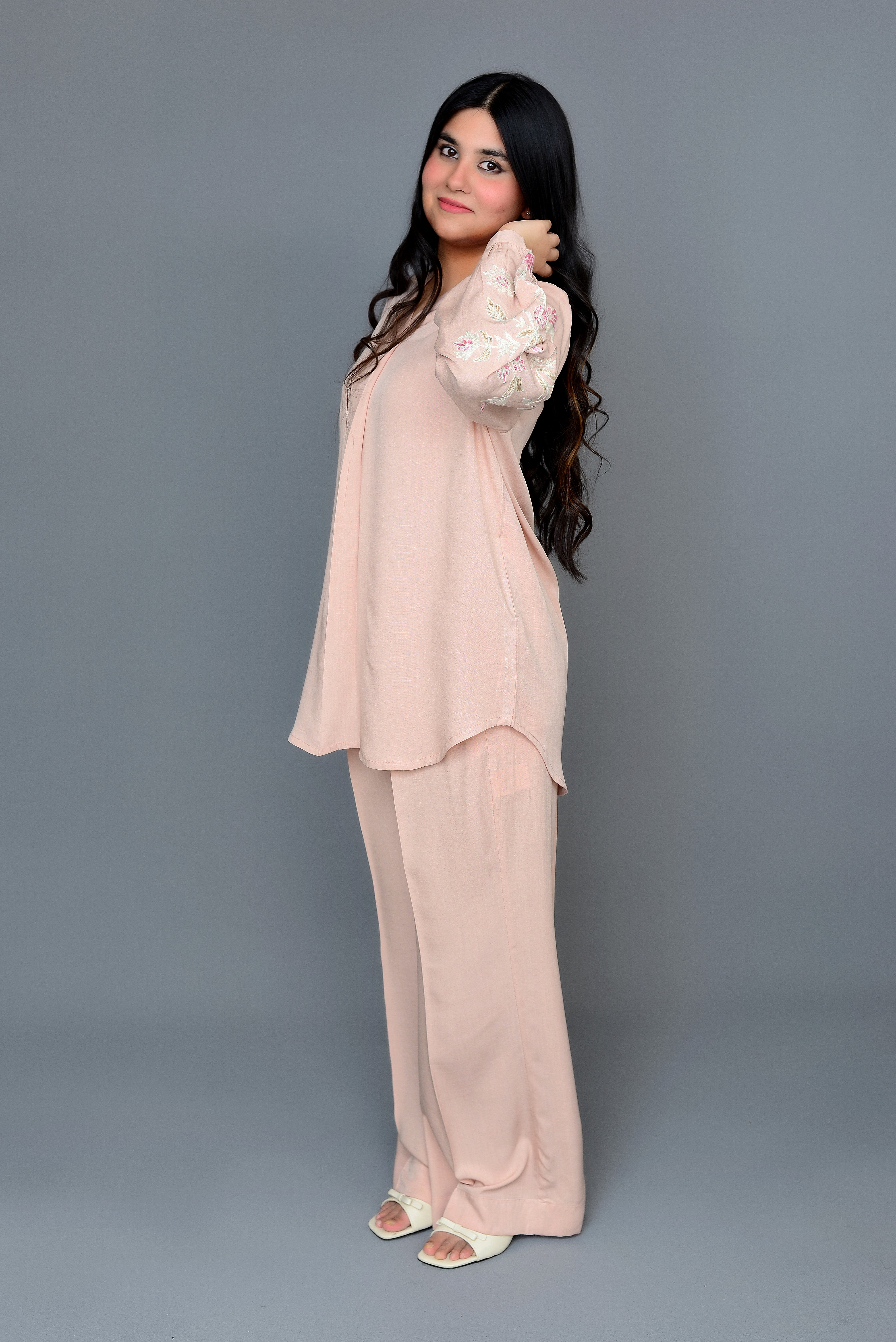 Misty Rose Pink Embroidered Coord Set