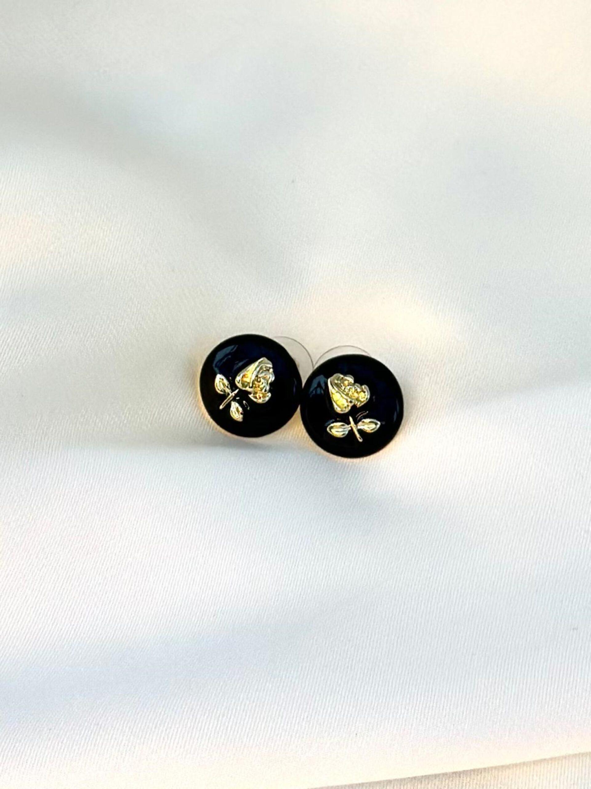 Black Flower Stud Earrings