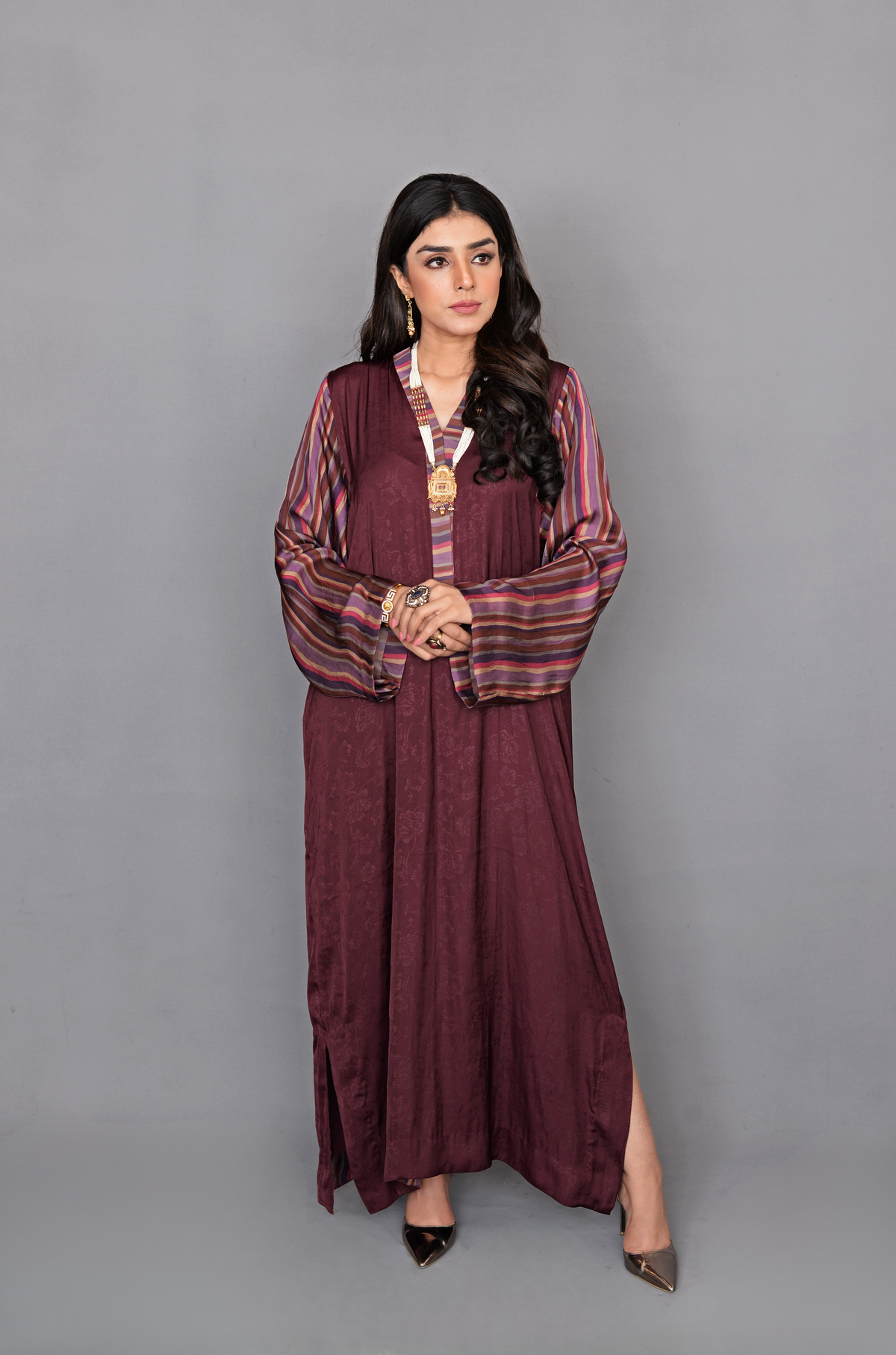 Burgundy Majesty Silk Kaftan