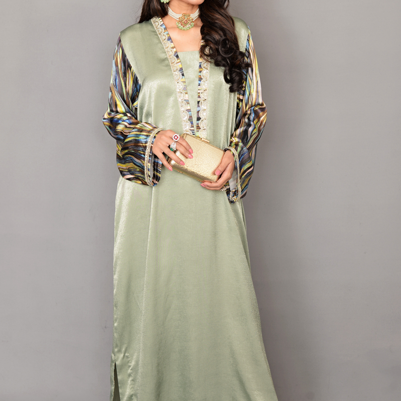 Sage Green Silk Kaftan