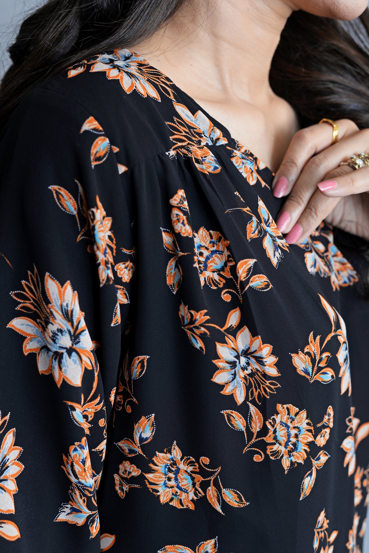 Black Floral Wrap Around Maxi Dress