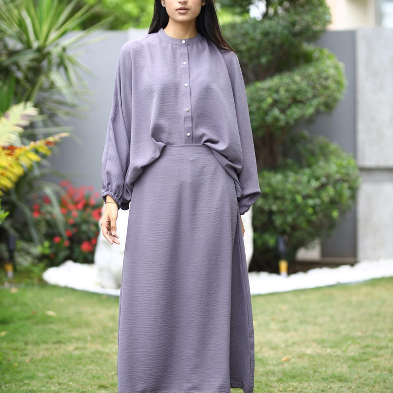 Lilac Grey Skirt Coord Set