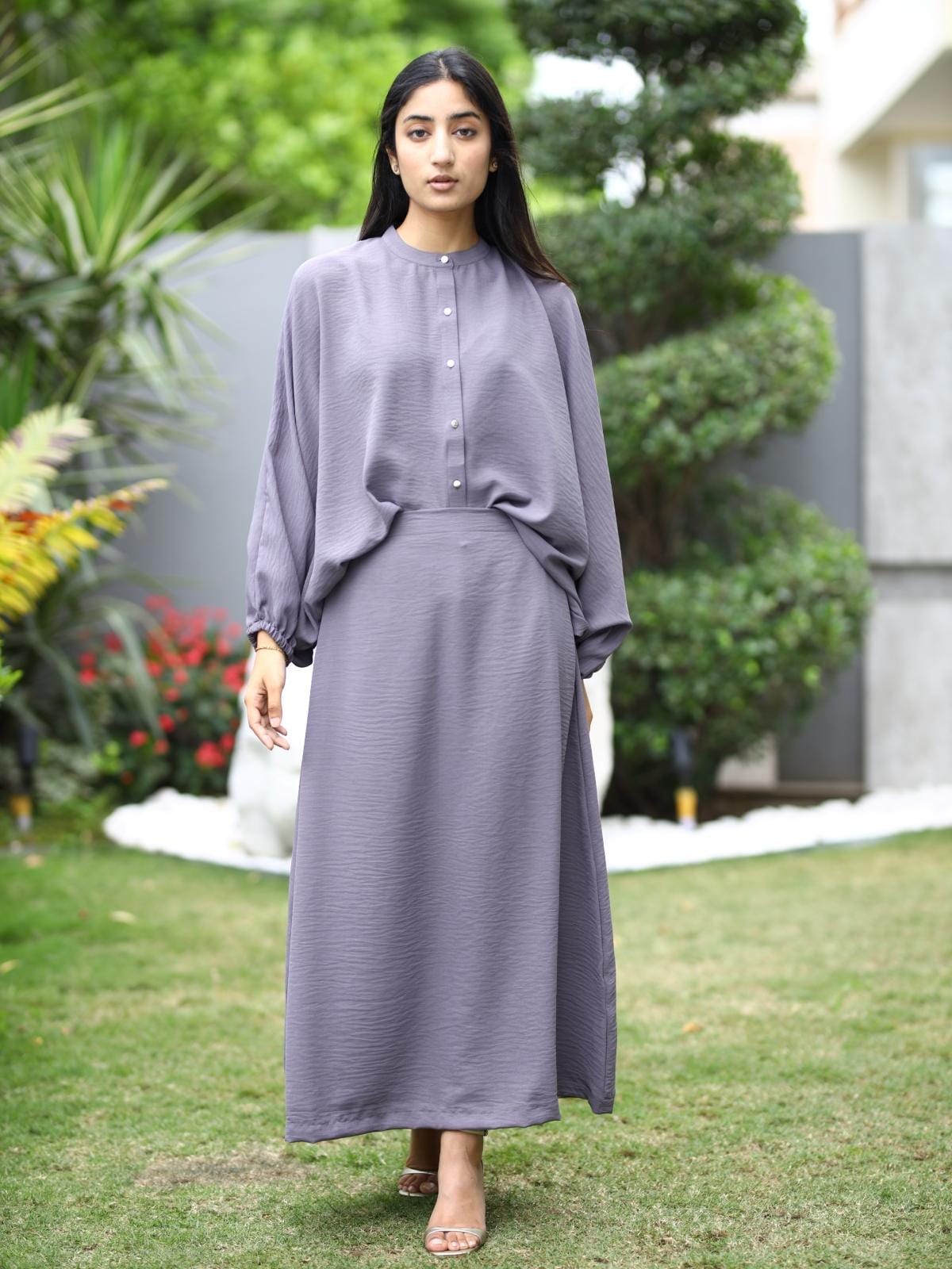 Lilac Grey Skirt Coord Set