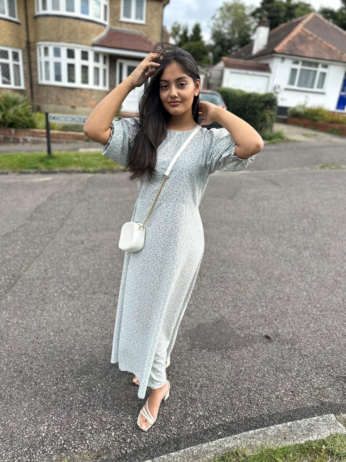 Printed Blue Maxi Dress