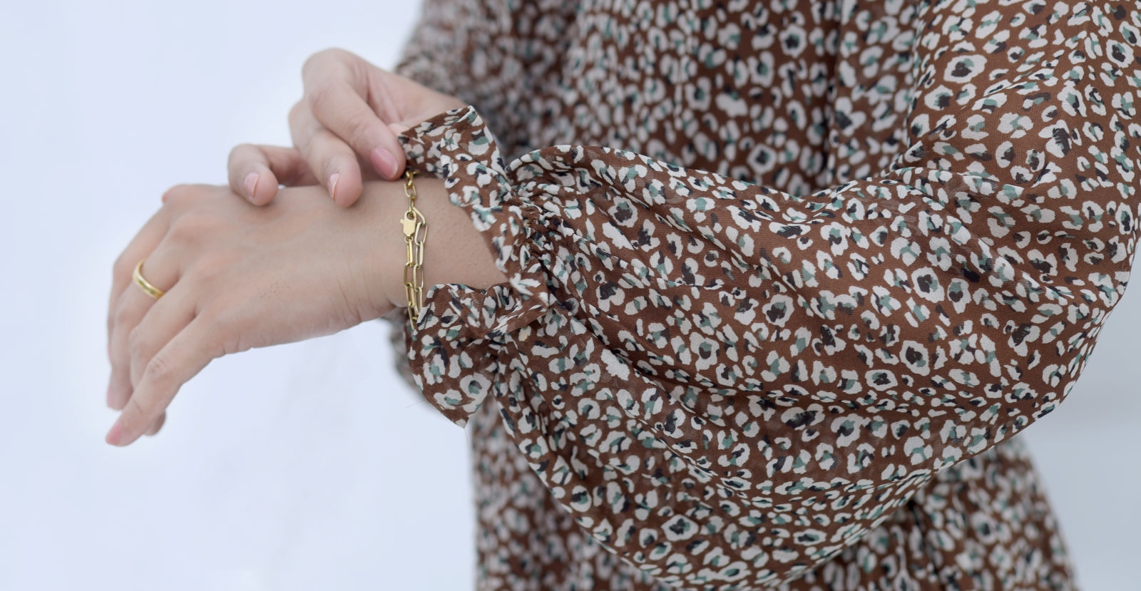 Brown Printed Chiffon Dress