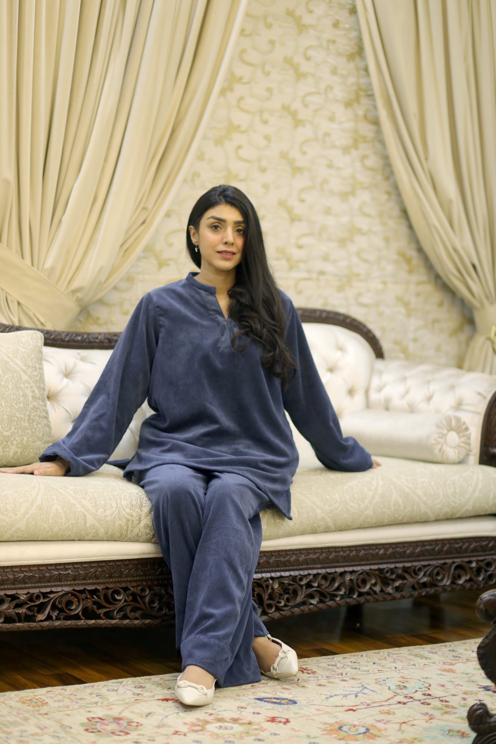 Blue Corduroy Coord Set