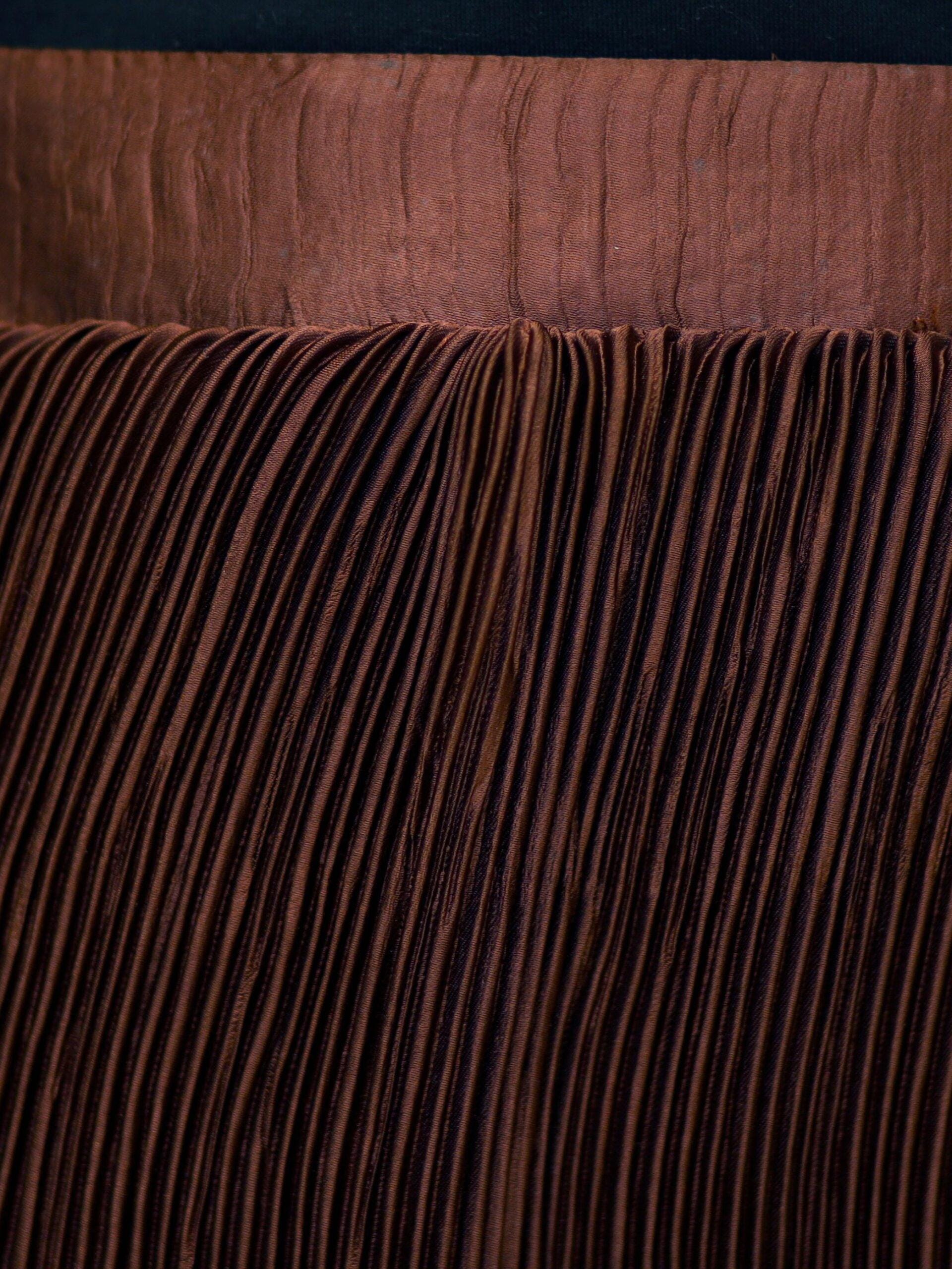 Cinnamon Brown Pleated Silk Skirt