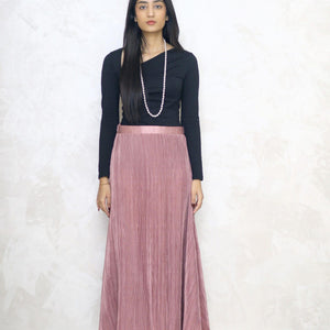 Pink Pleated Silk Skirt