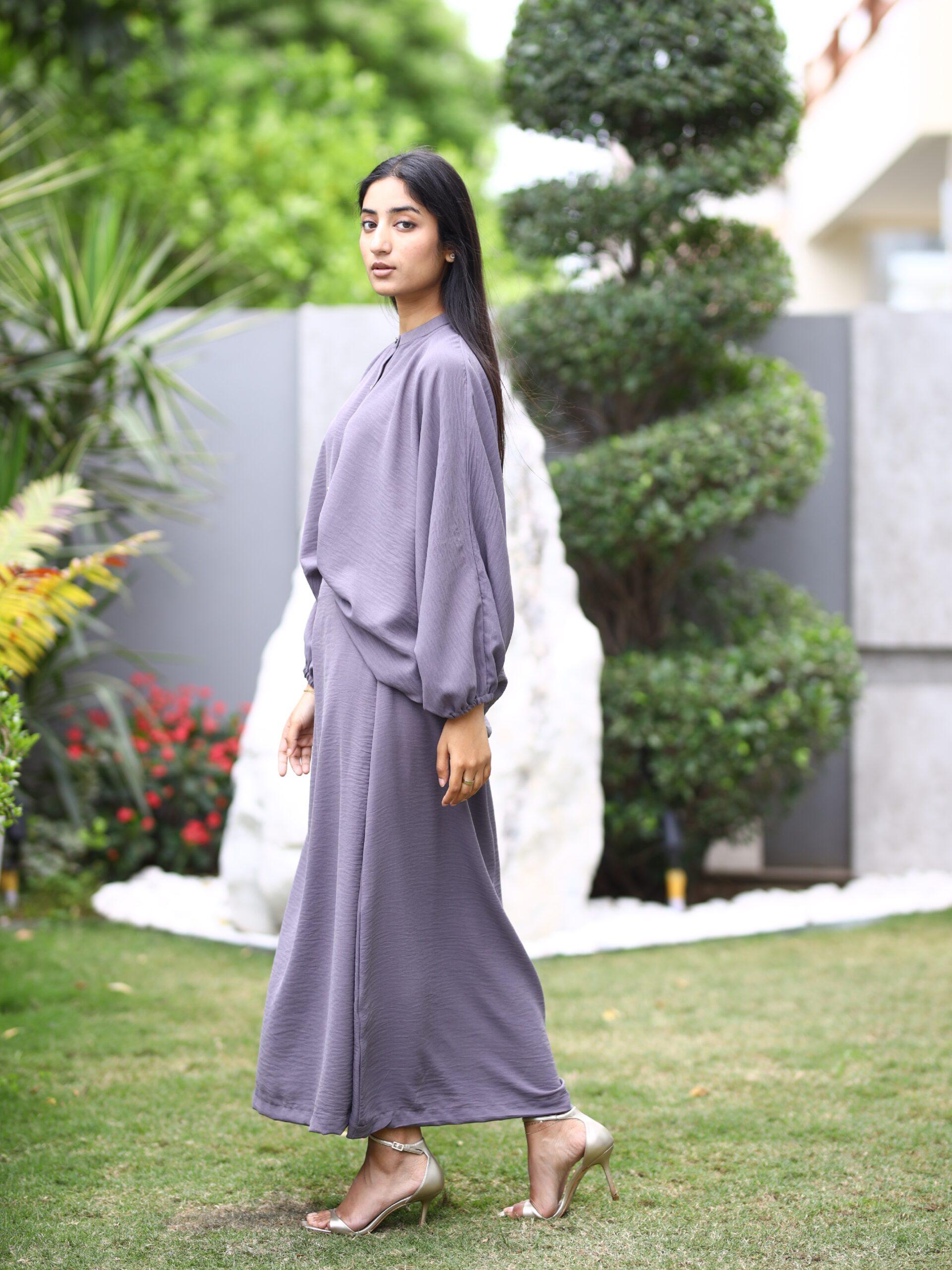 Lilac Grey Skirt Coord Set