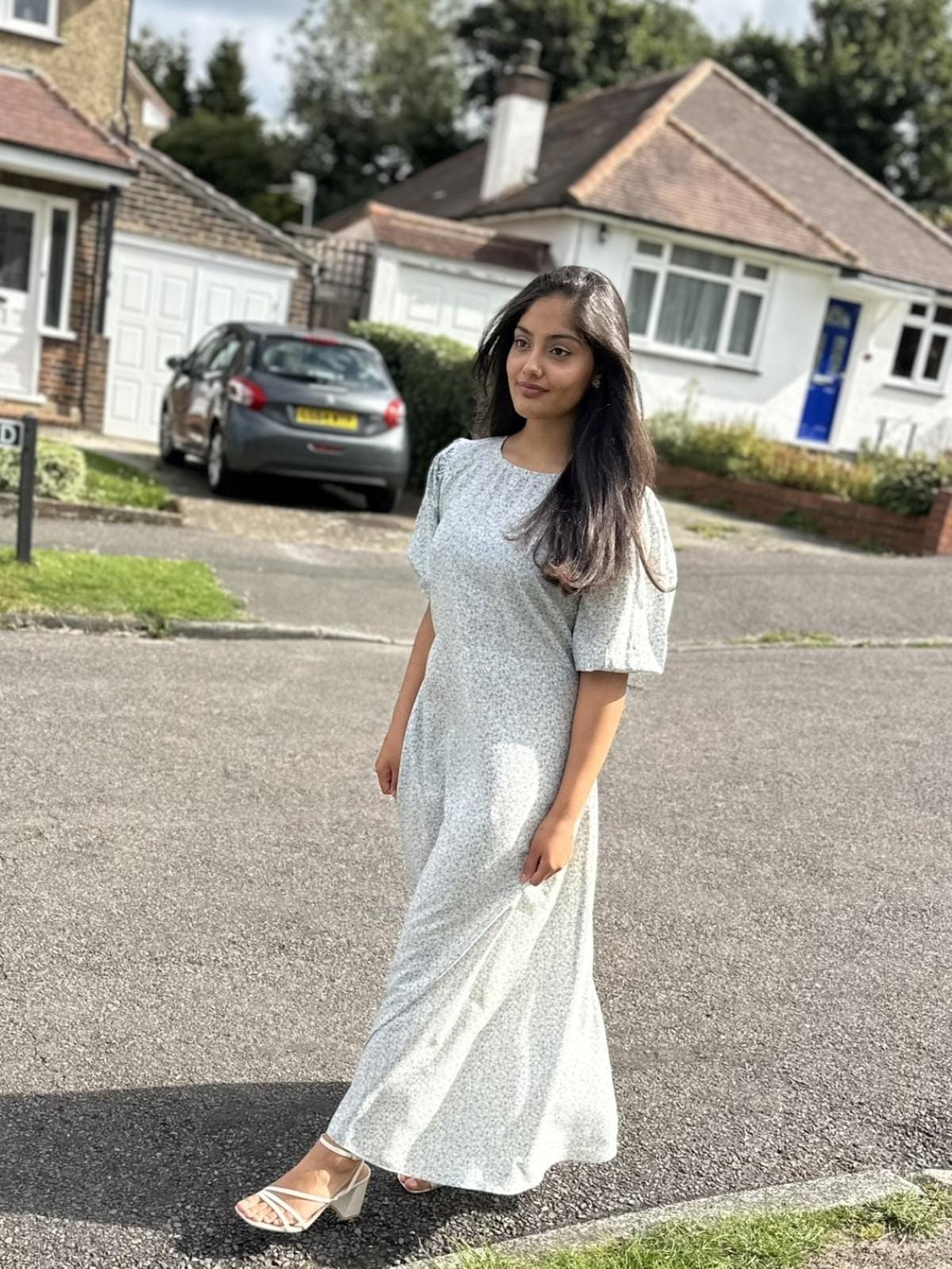 Printed Blue Maxi Dress