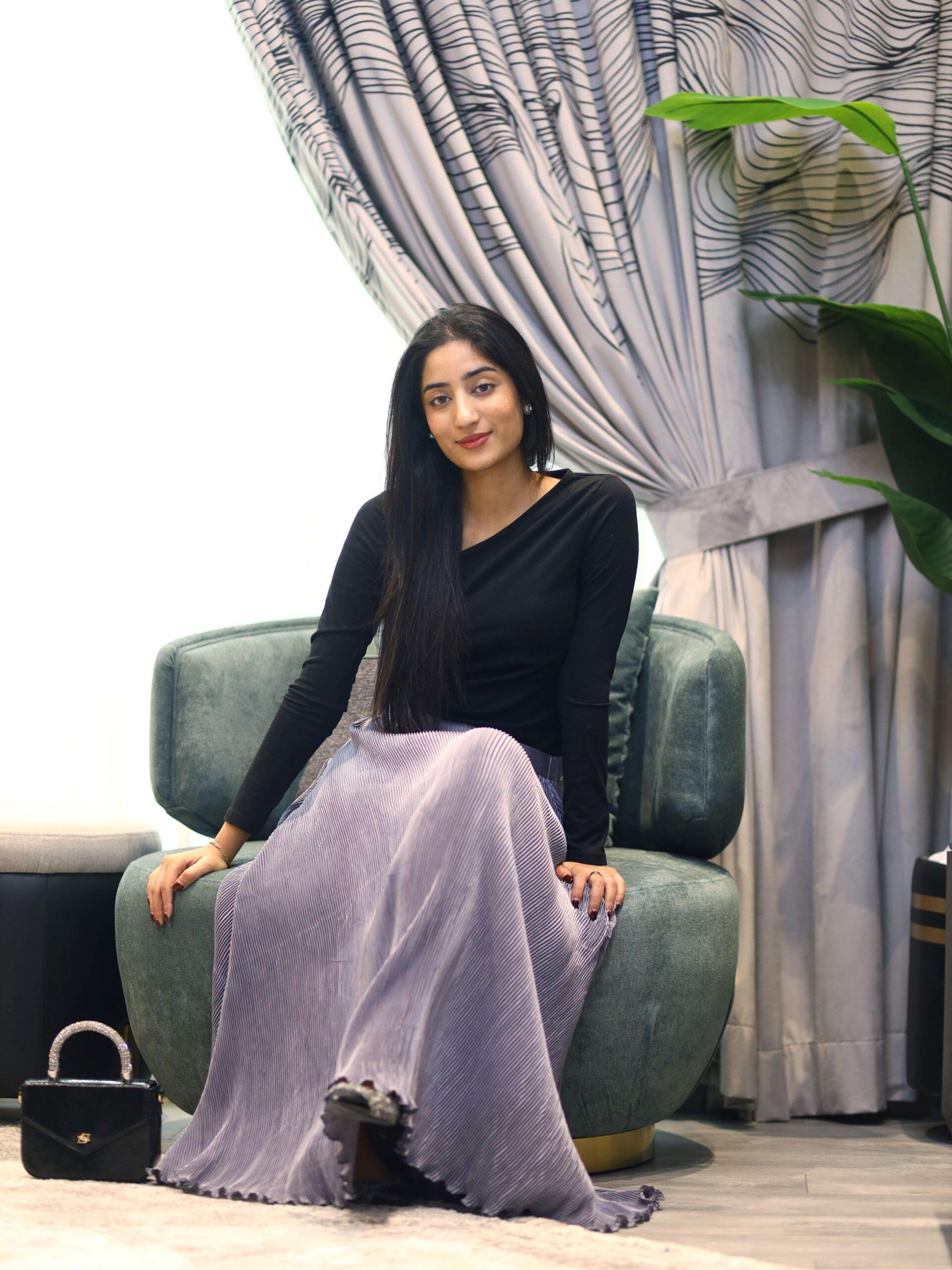 Lilac Pleated Silk Skirt