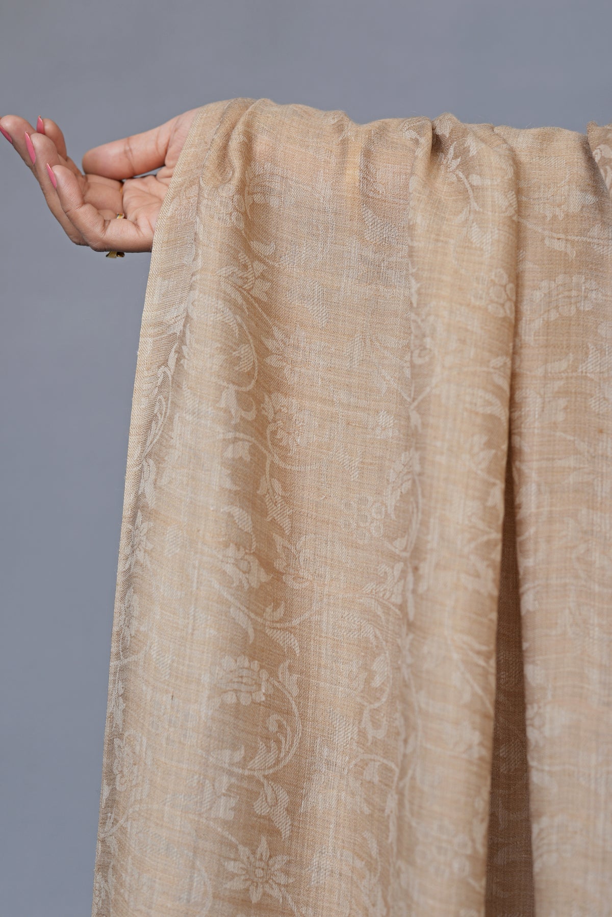 Beige Shawl with a Subtle Textured Weave