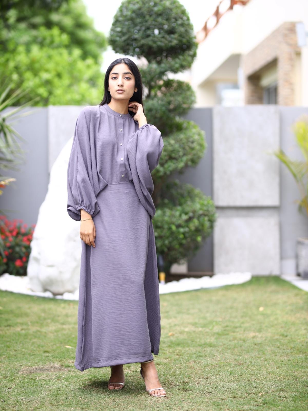 Lilac Grey Skirt Coord Set