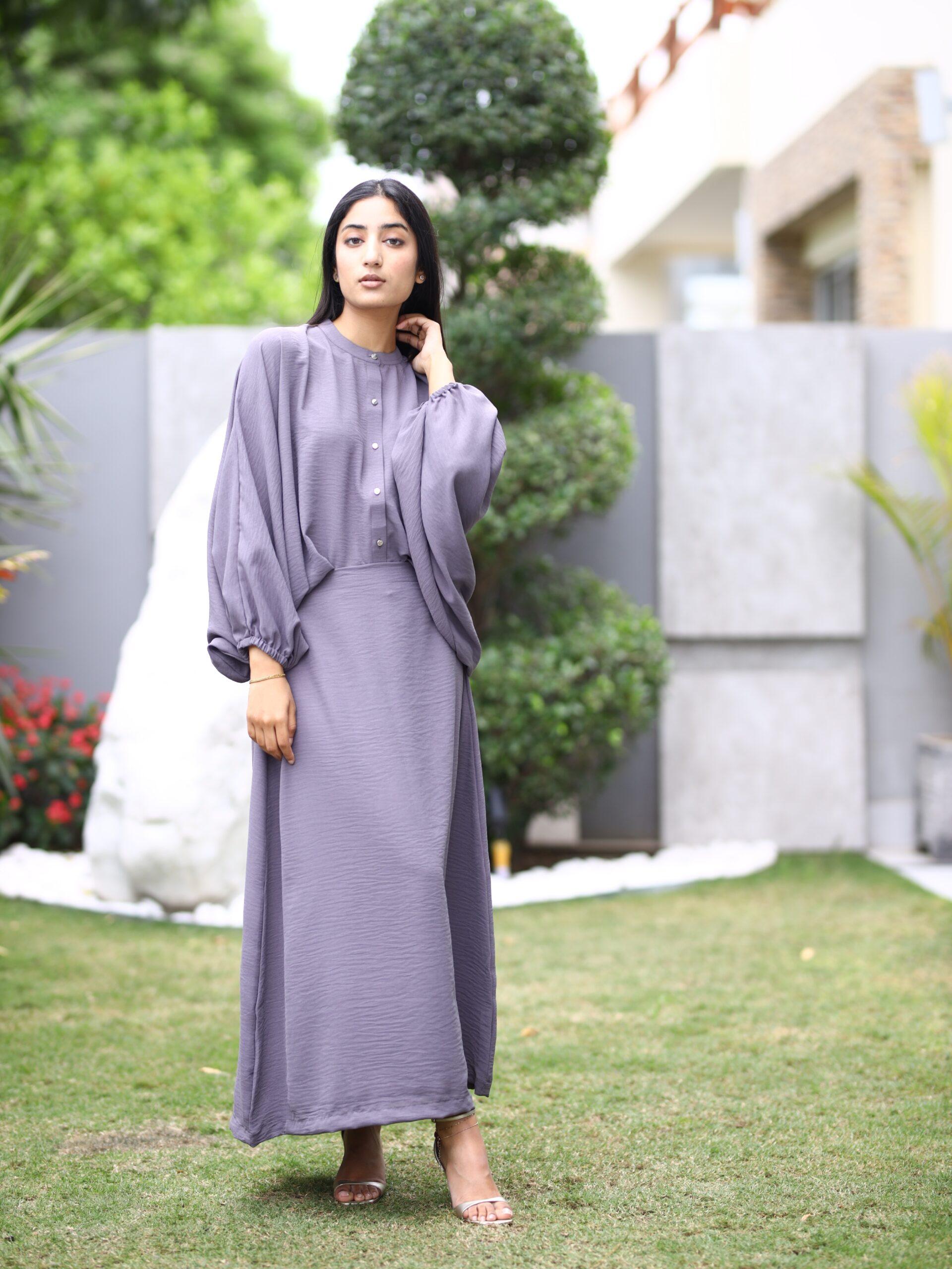 Lilac Grey Skirt Coord Set