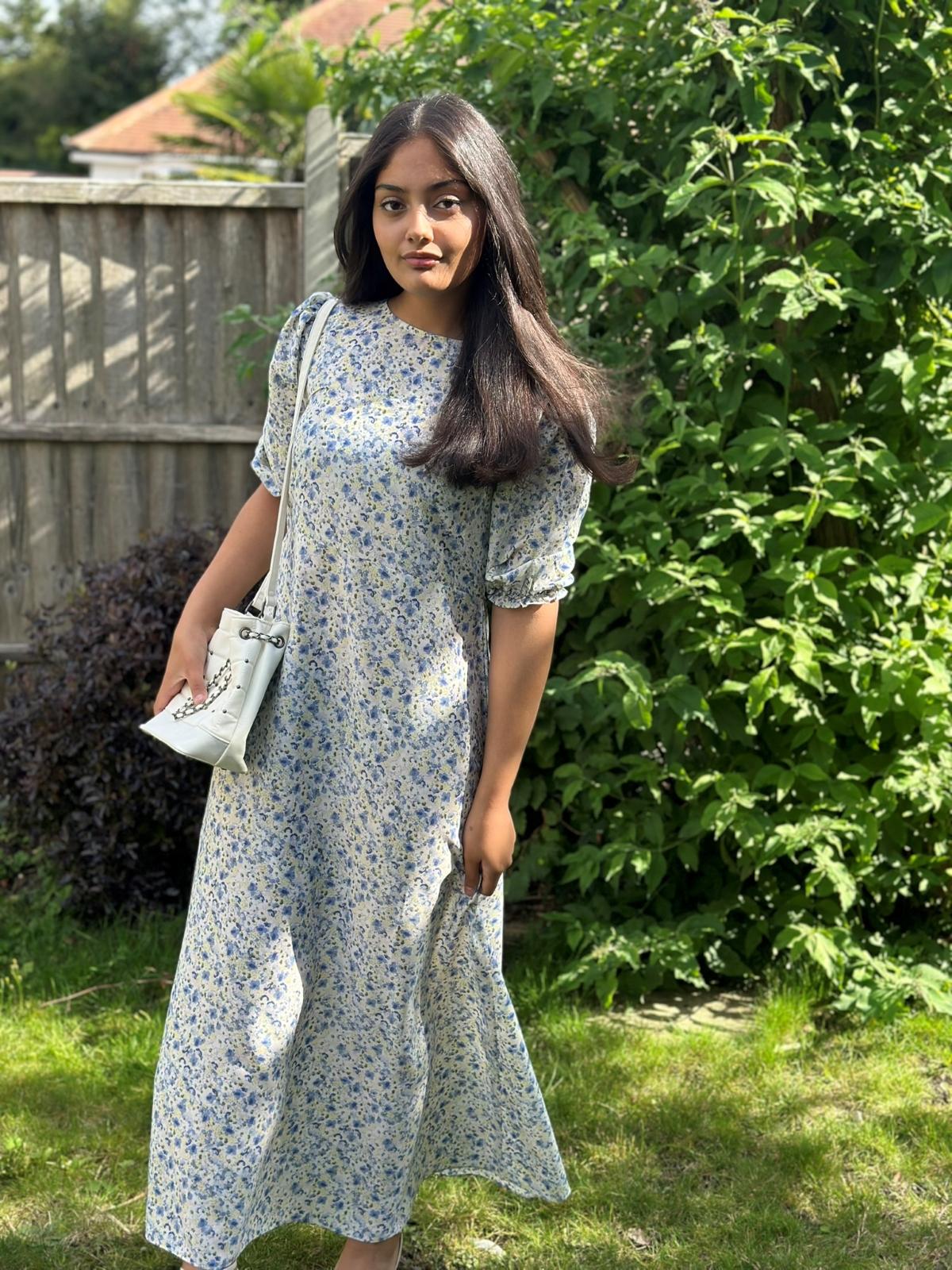 Light Blue Floral Maxi Dress
