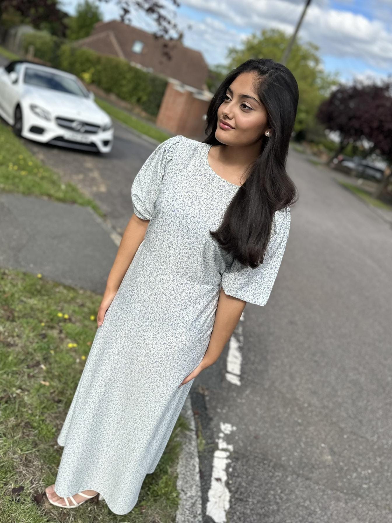 Printed Blue Maxi Dress