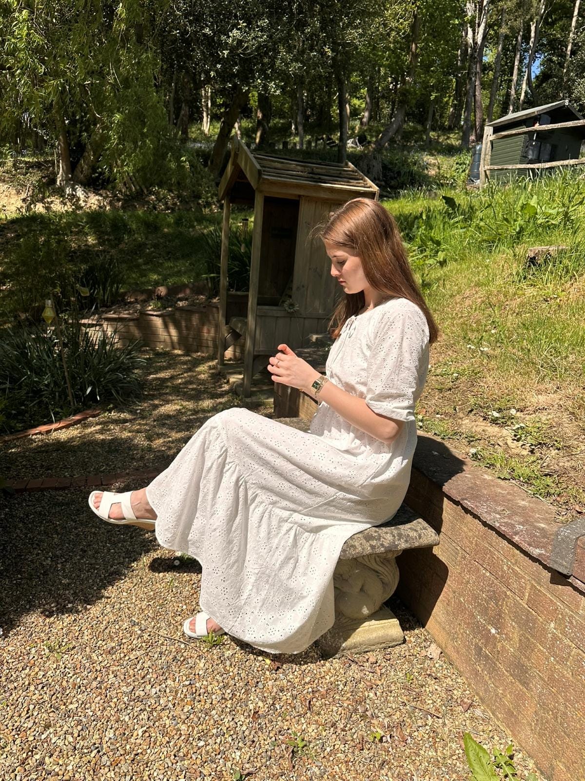 White Broderie Maxi Dress