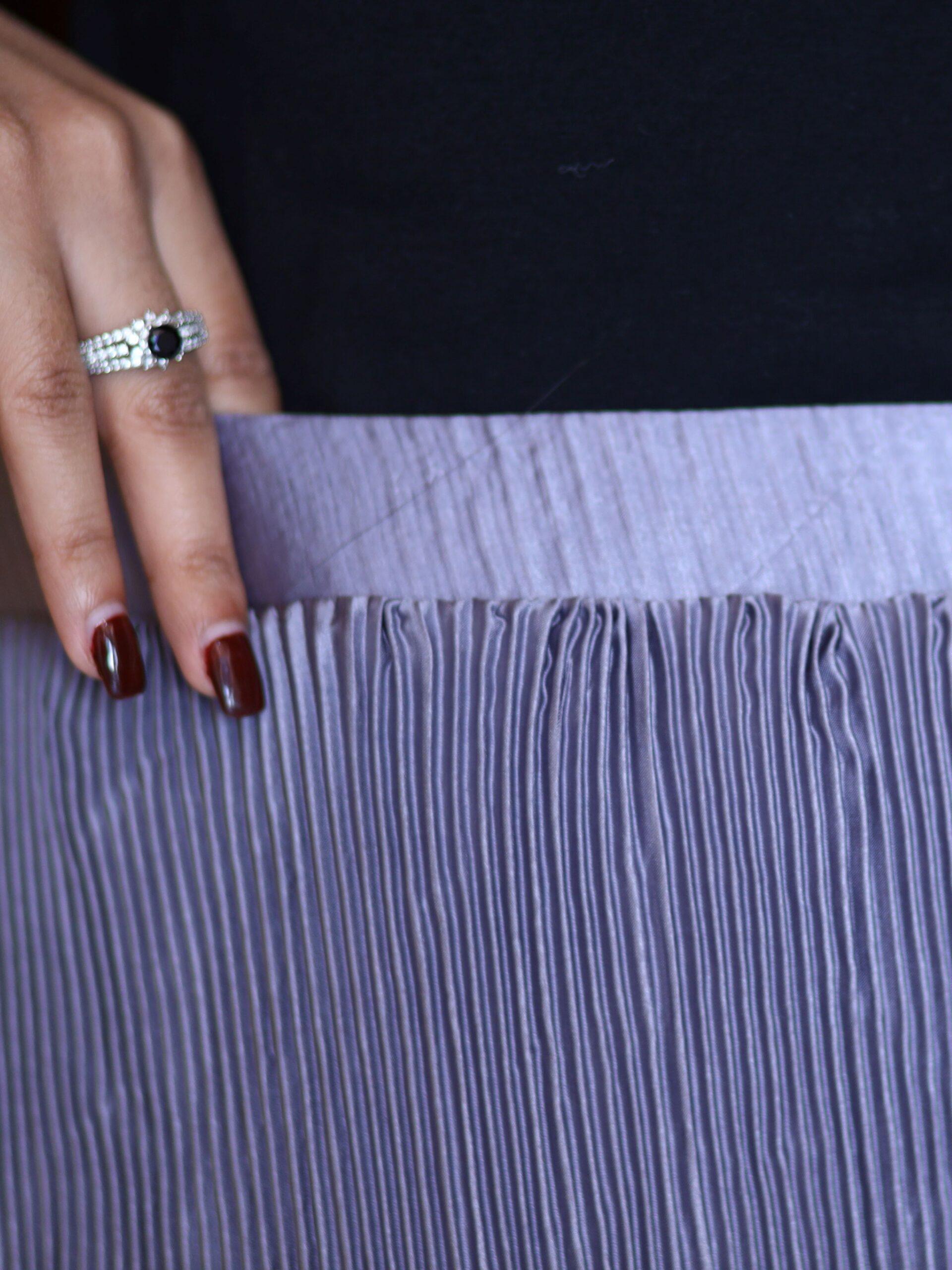 Lilac Pleated Silk Skirt