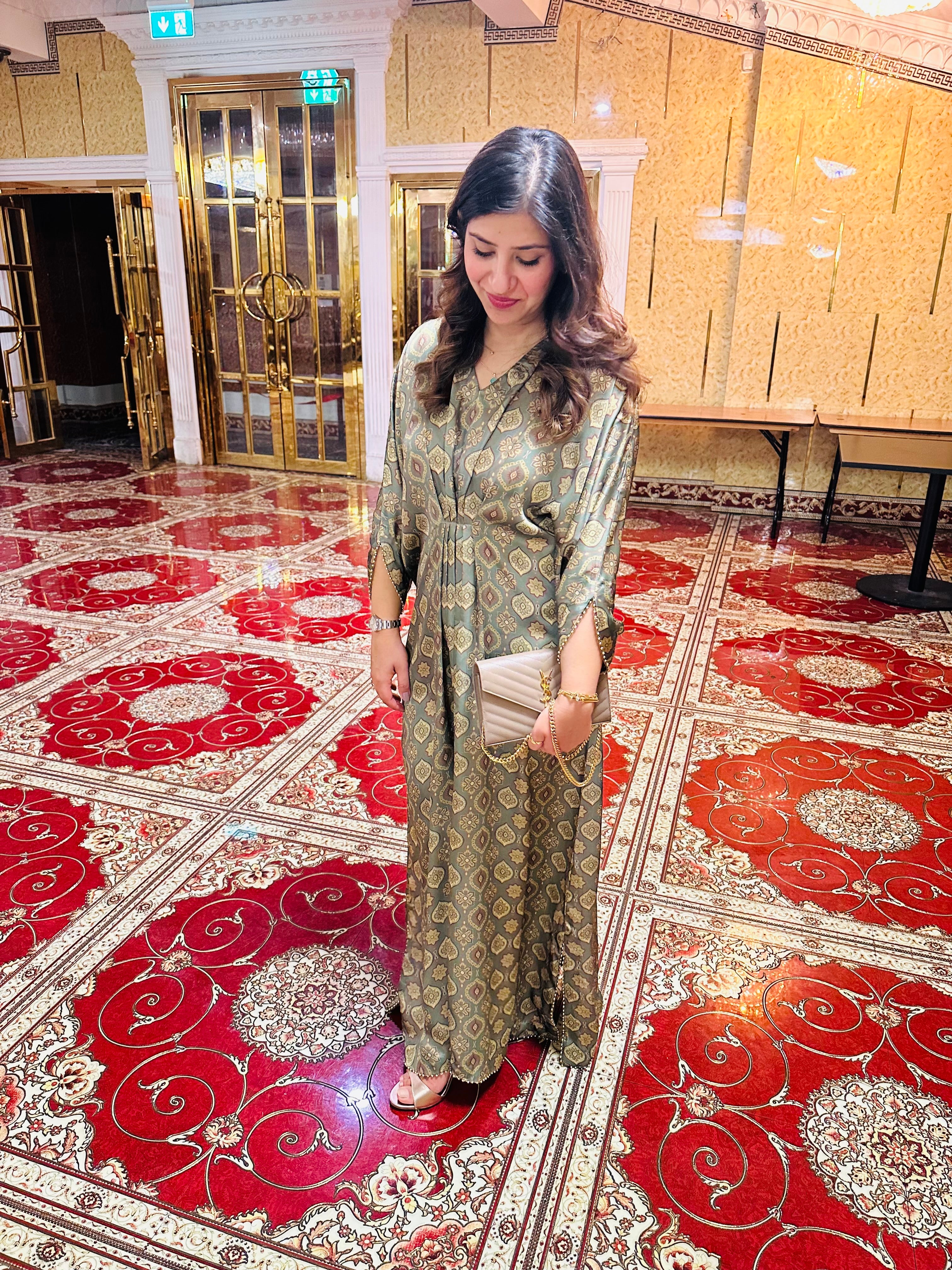 Green Printed Kaftan