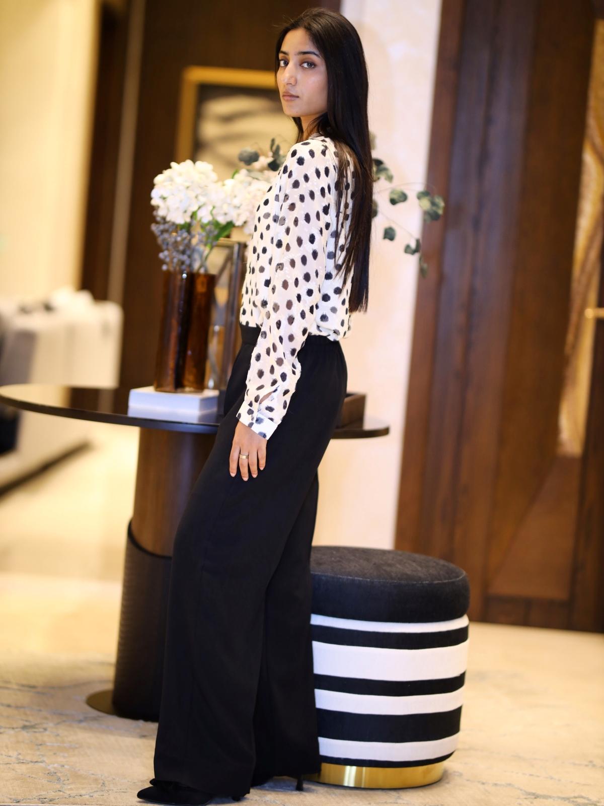 Black Elasticated Tailored Wide Leg Trouser