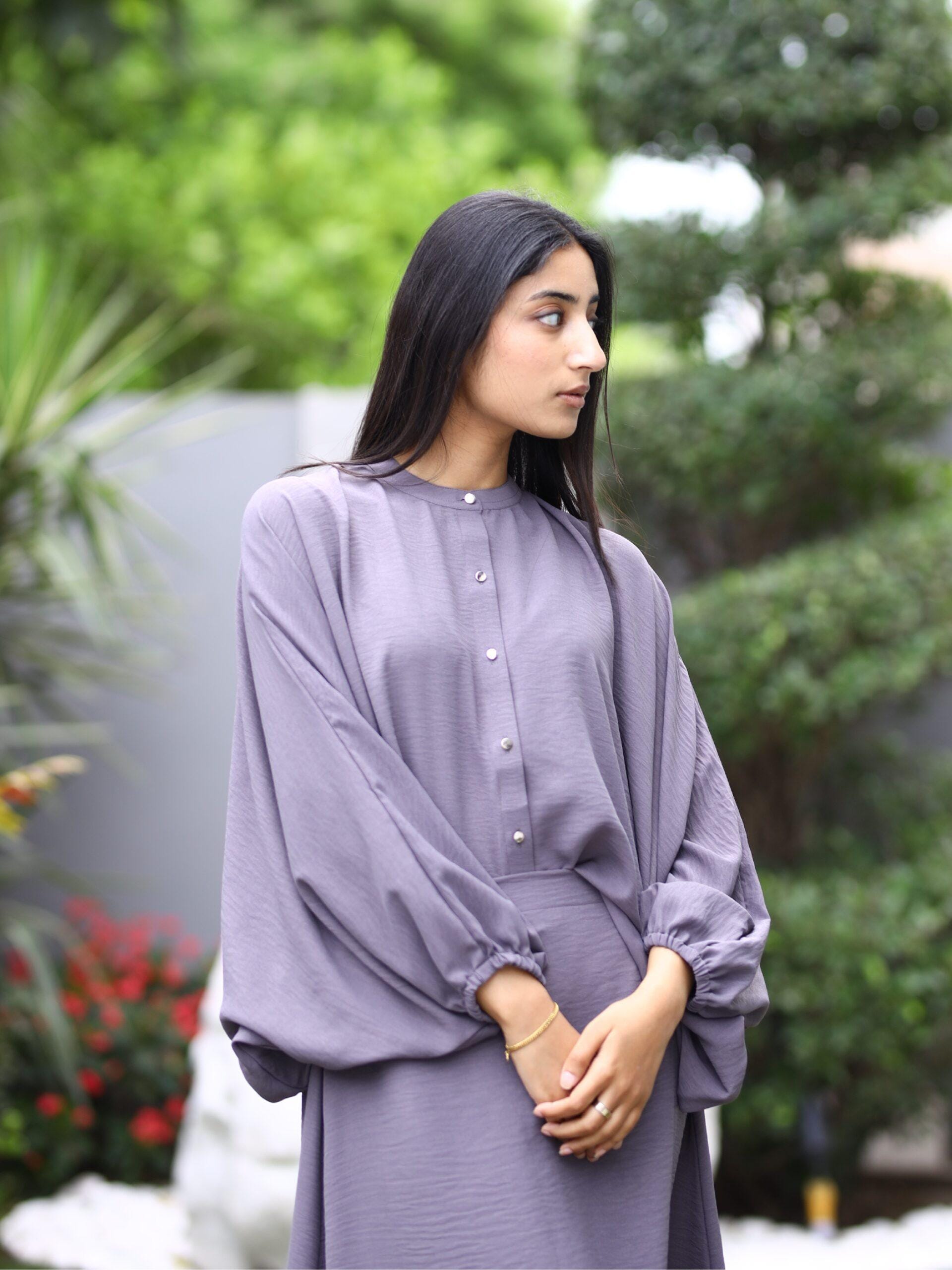 Lilac Grey Skirt Coord Set