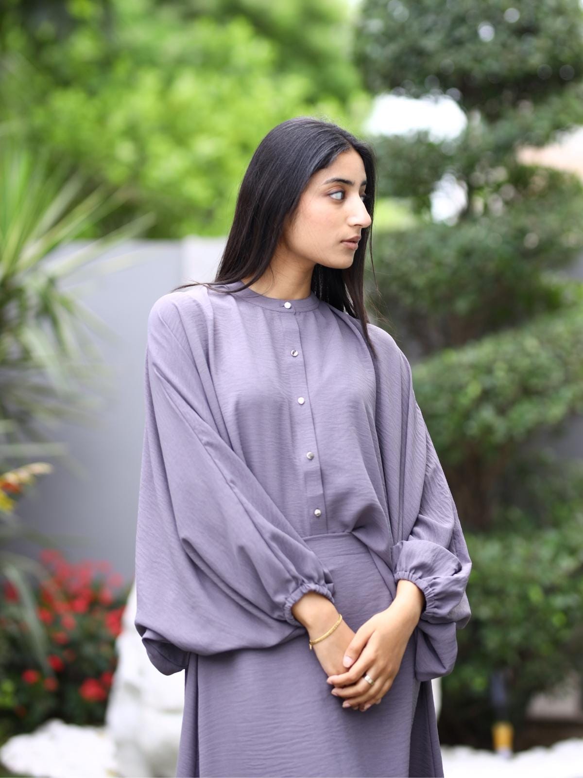 Lilac Grey Skirt Coord Set