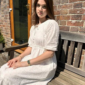 White Broderie Maxi Dress