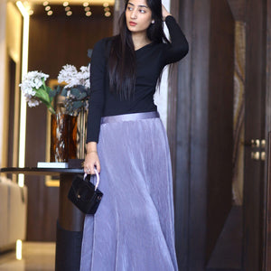 Lilac Pleated Silk Skirt