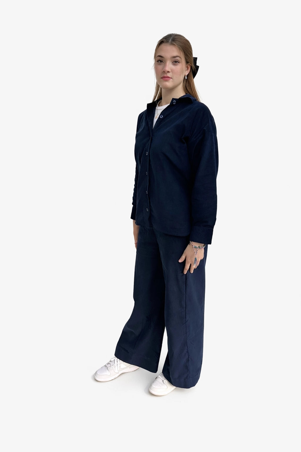 Blue Soft Corduroy Coord Set