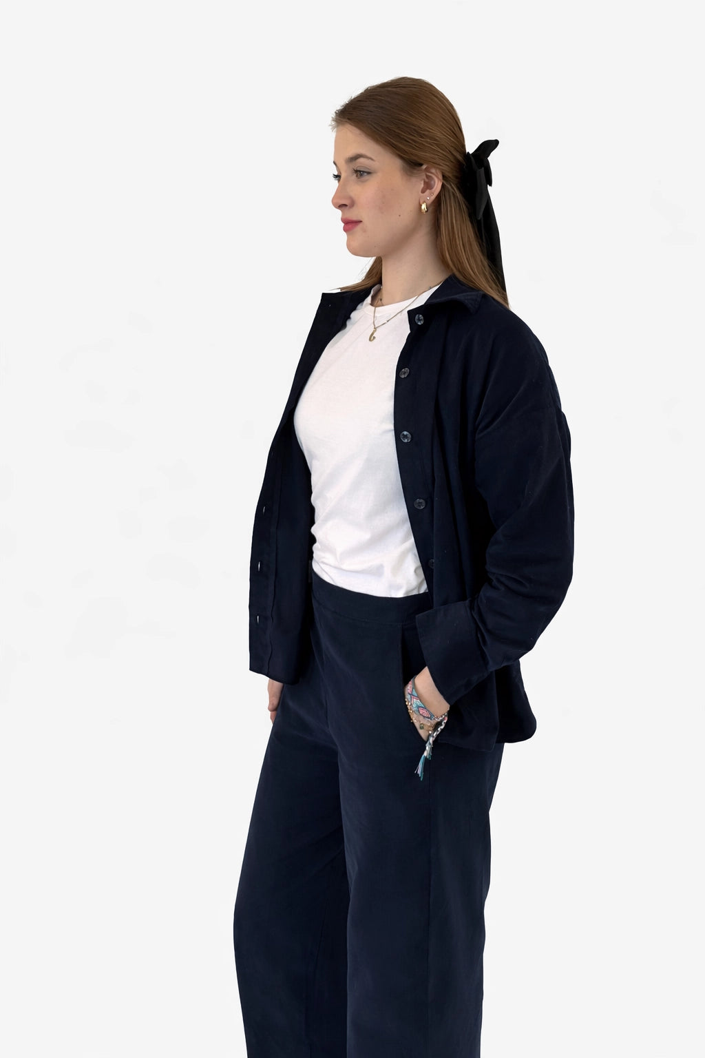 Blue Soft Corduroy Coord Set