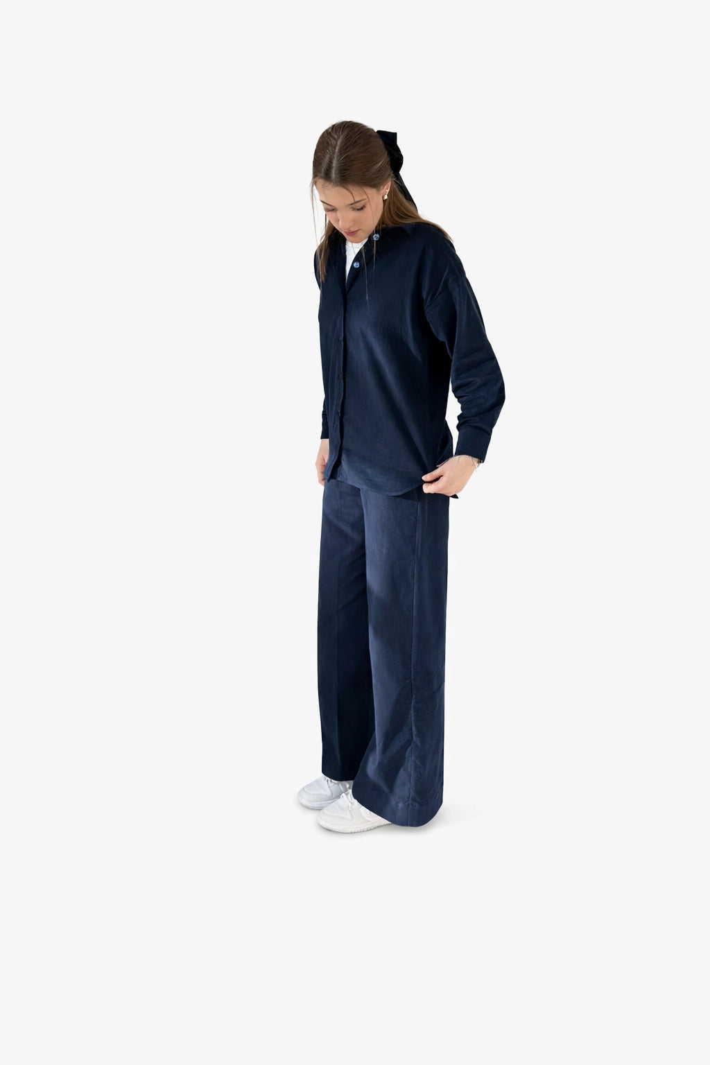 Blue Soft Corduroy Coord Set