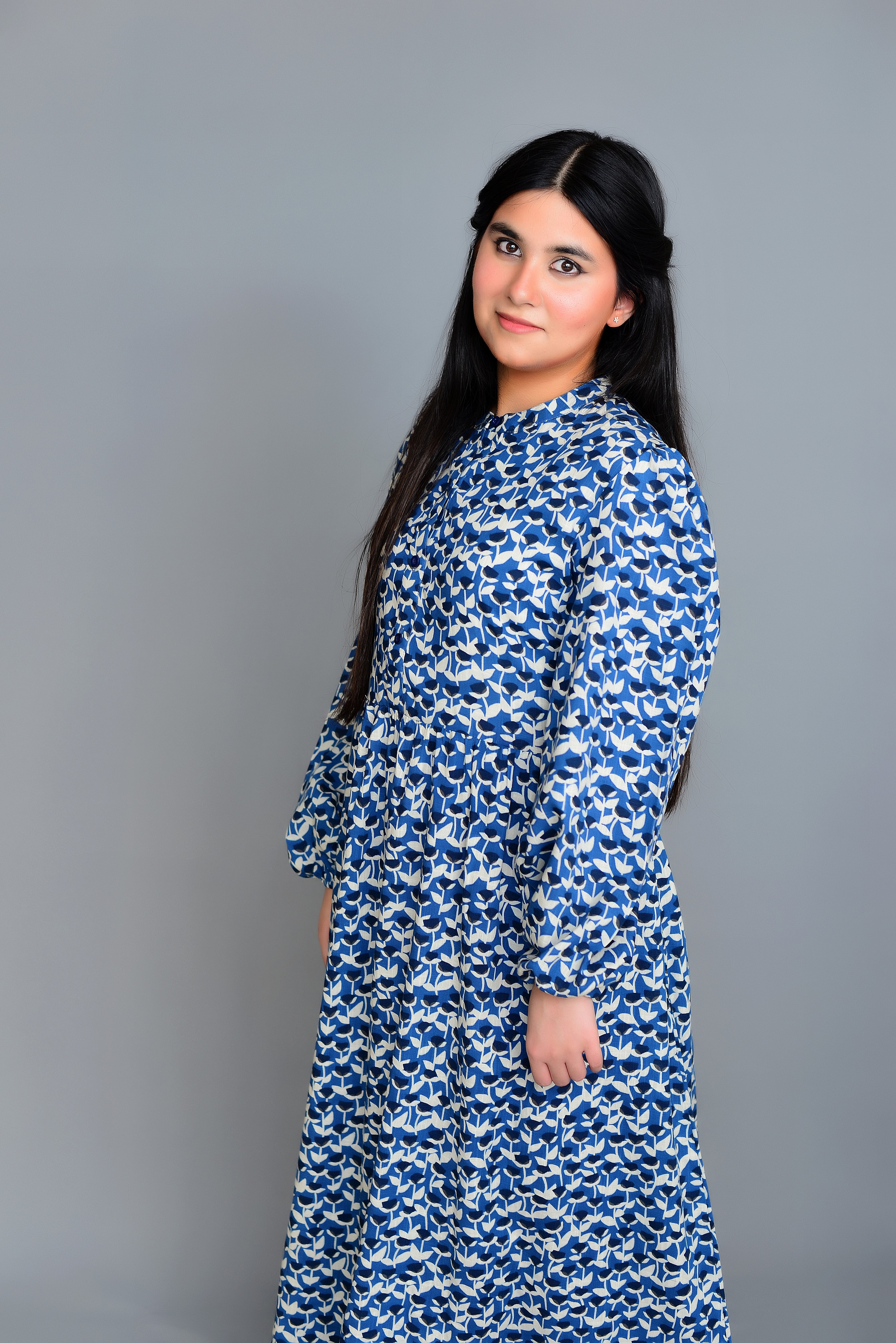 Sapphire Printed Linen Dress