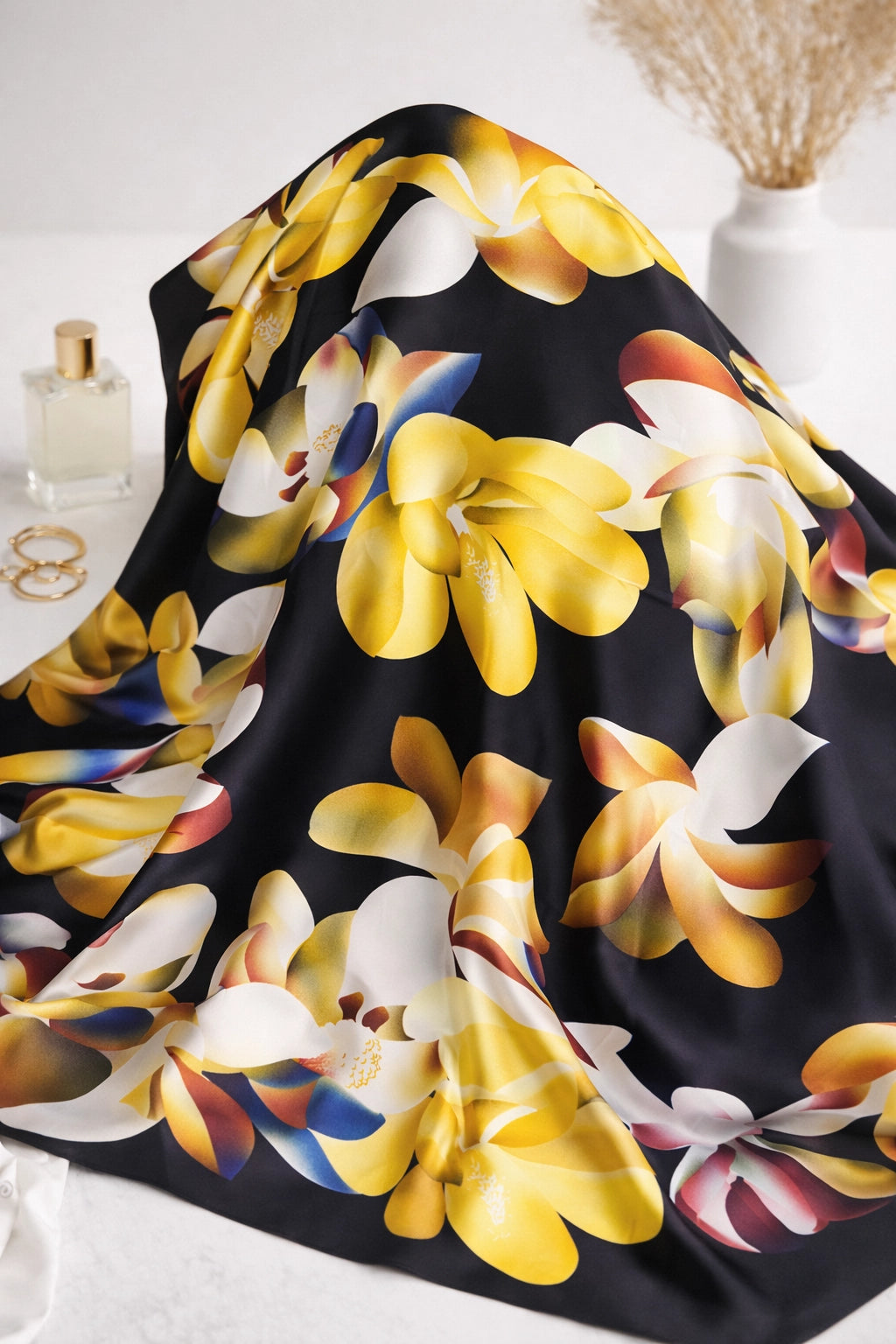 Golden Magnolia Silk Scarf