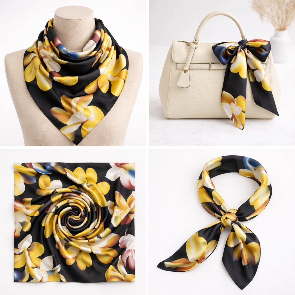 Golden Magnolia Silk Scarf