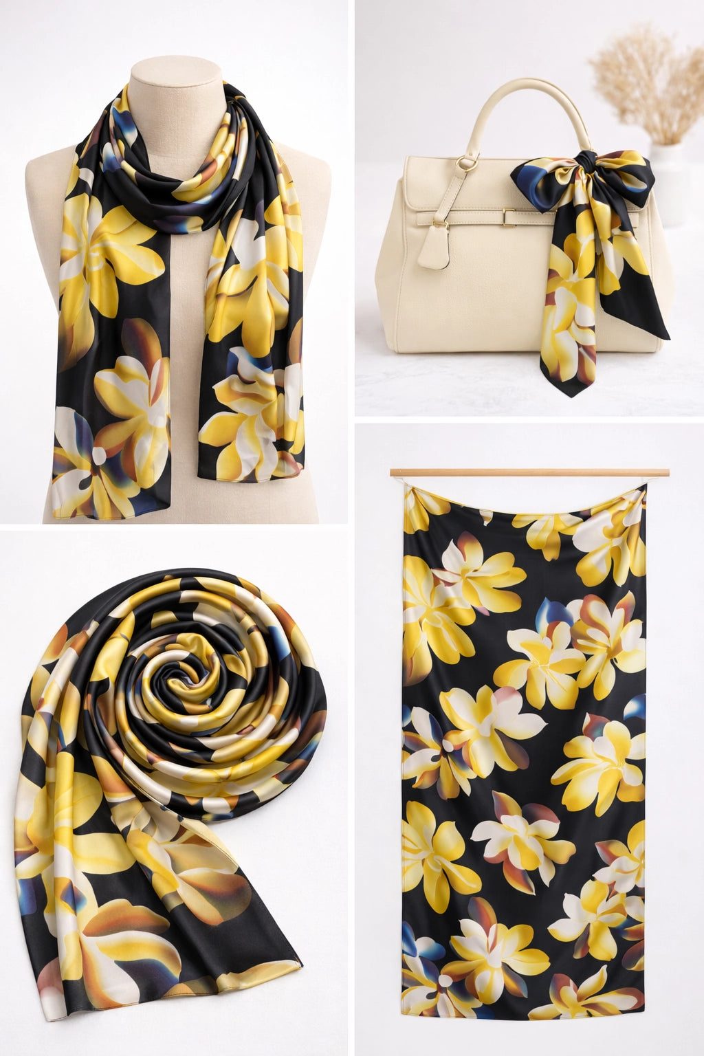 Golden Magnolia Silk Scarf