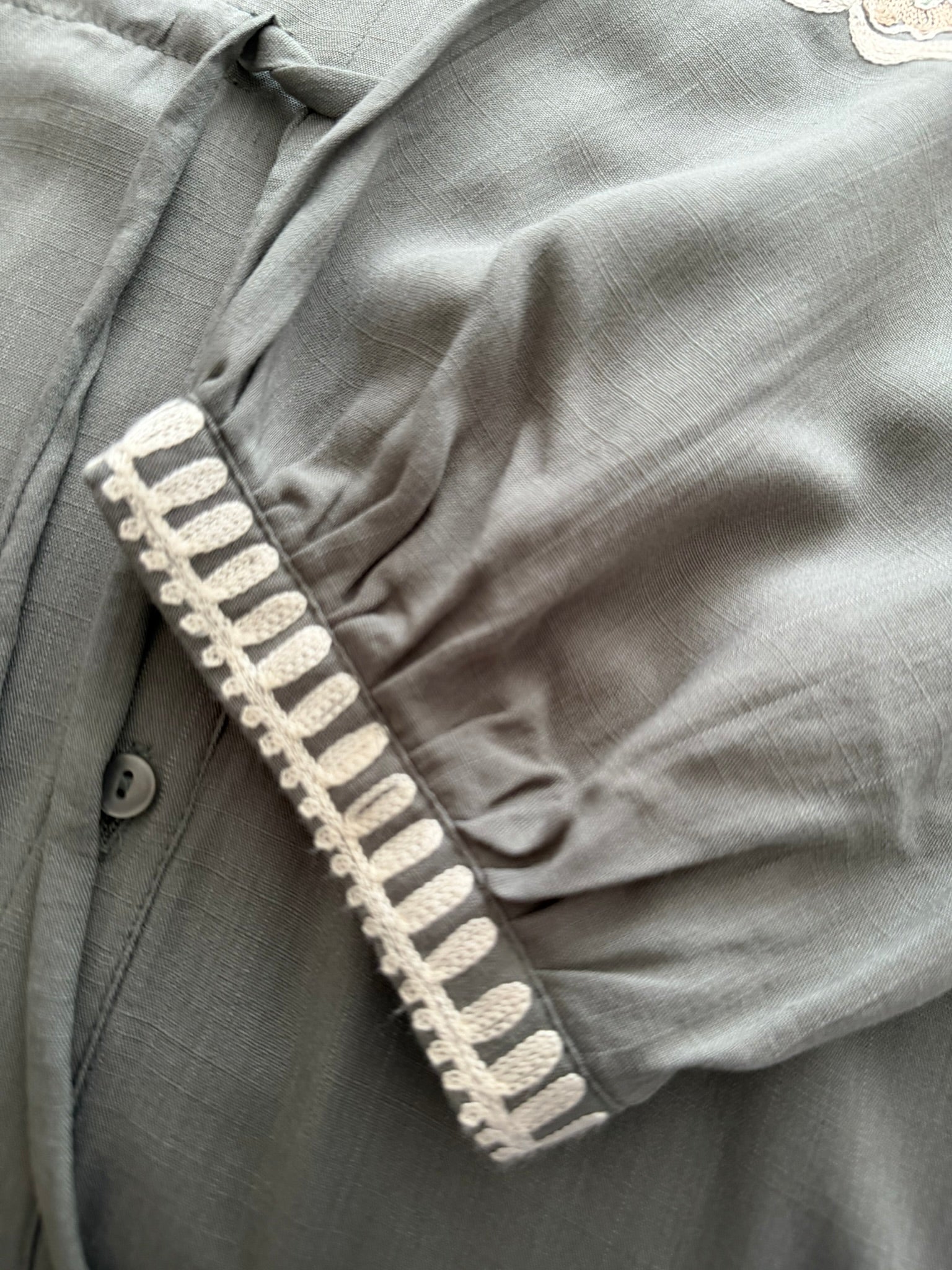 Olive Grey Embroidered Dress
