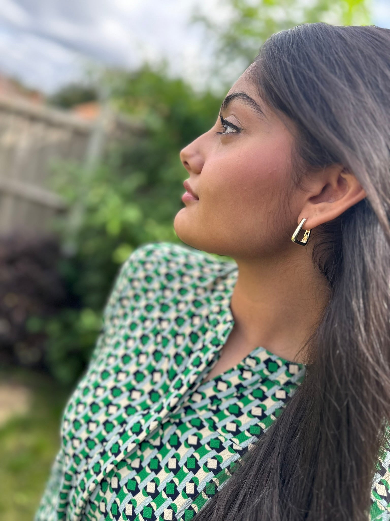 Green and Black Printed Dress