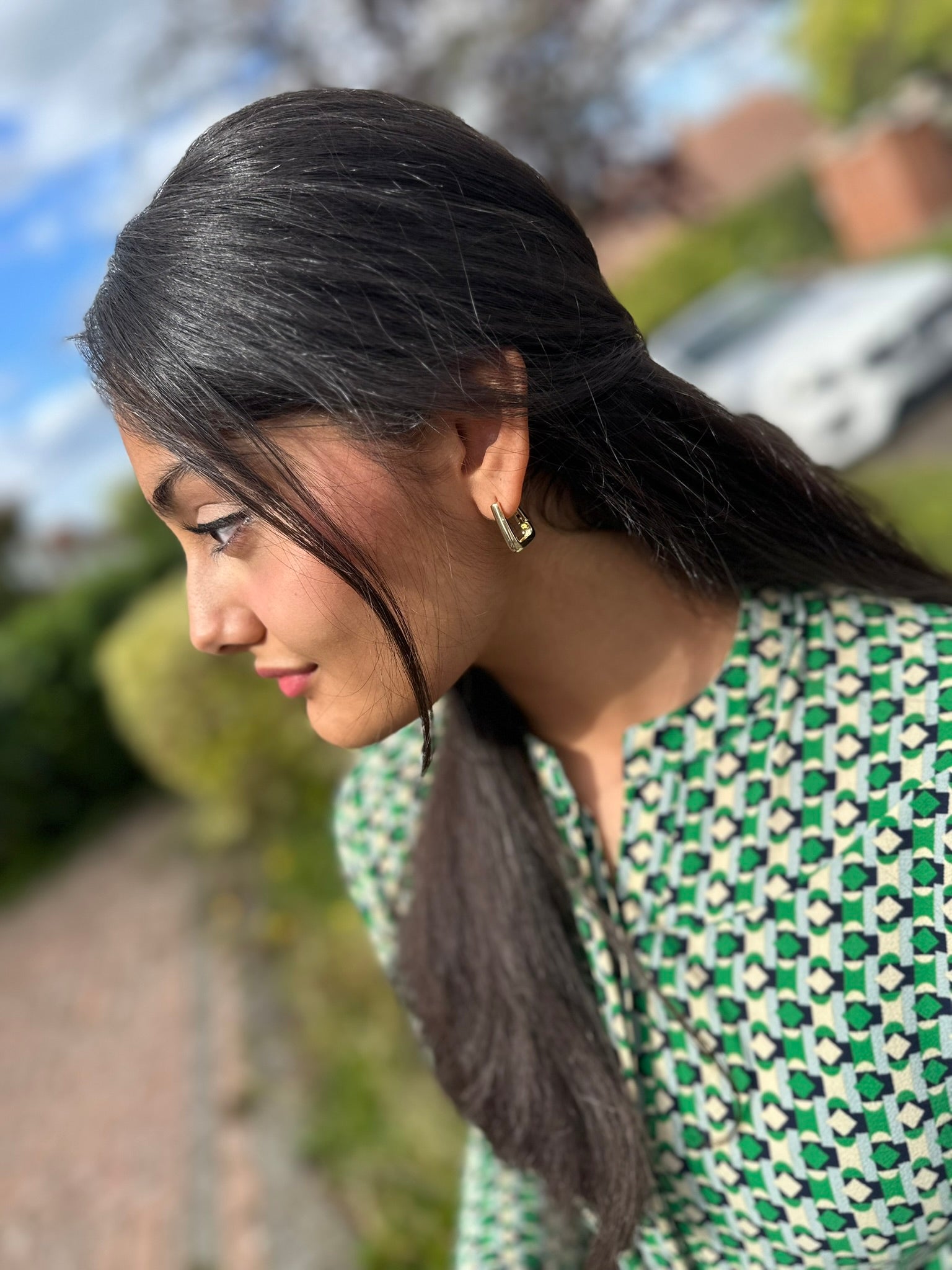 Green and Black Printed Dress