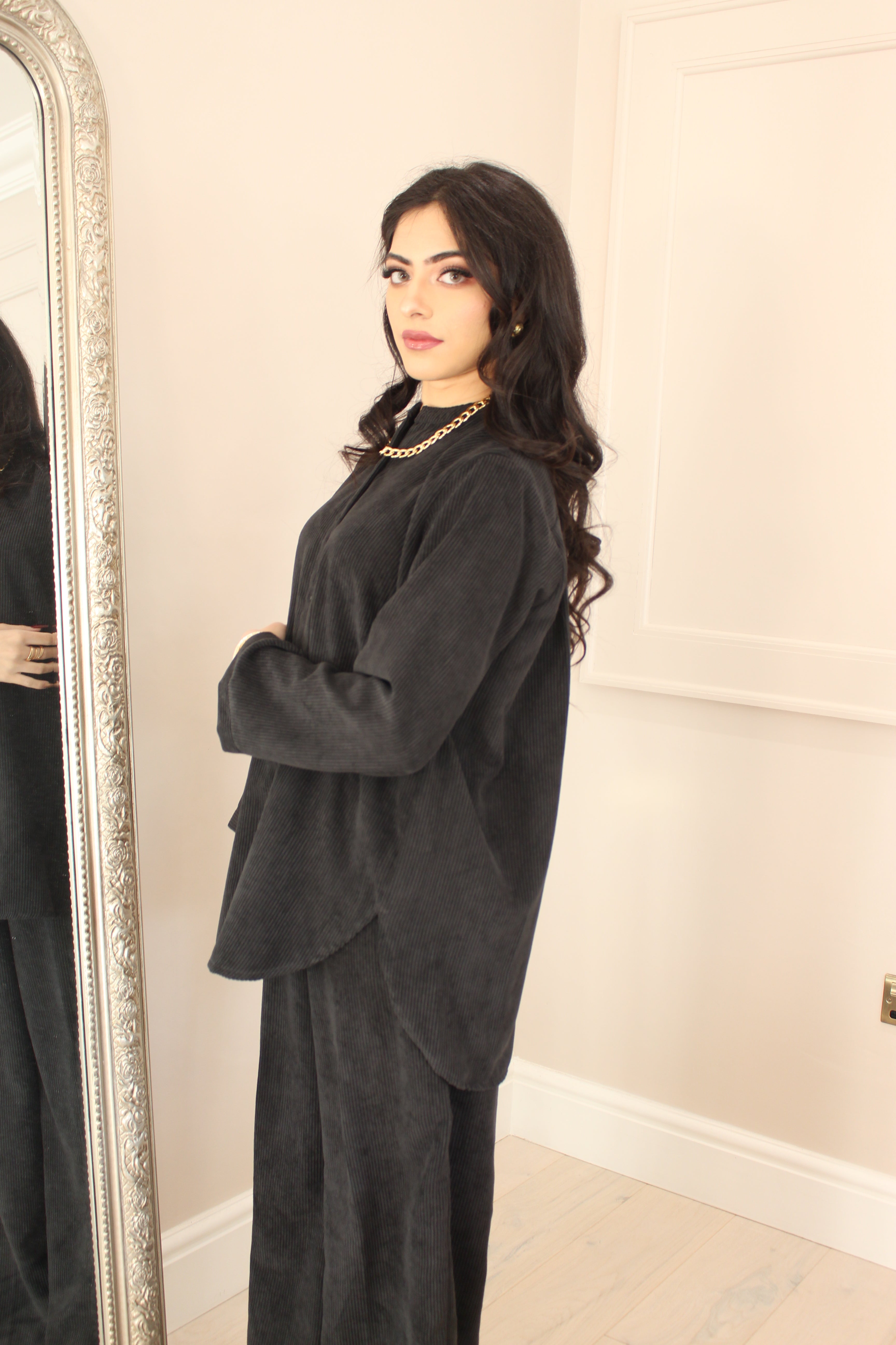 Charcoal Grey Corduroy Coord Set