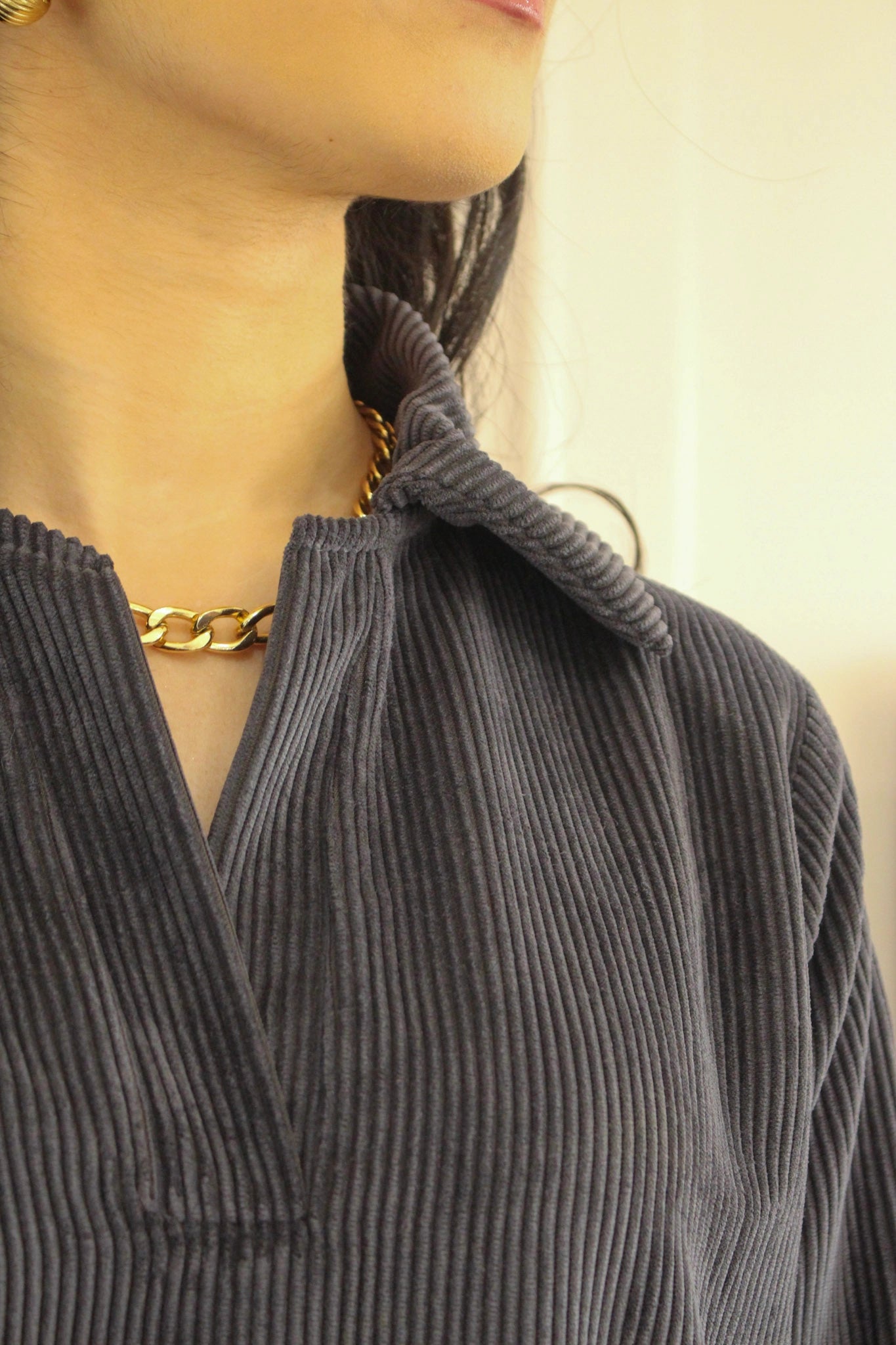 Grey Velvet Corduroy Coord Set