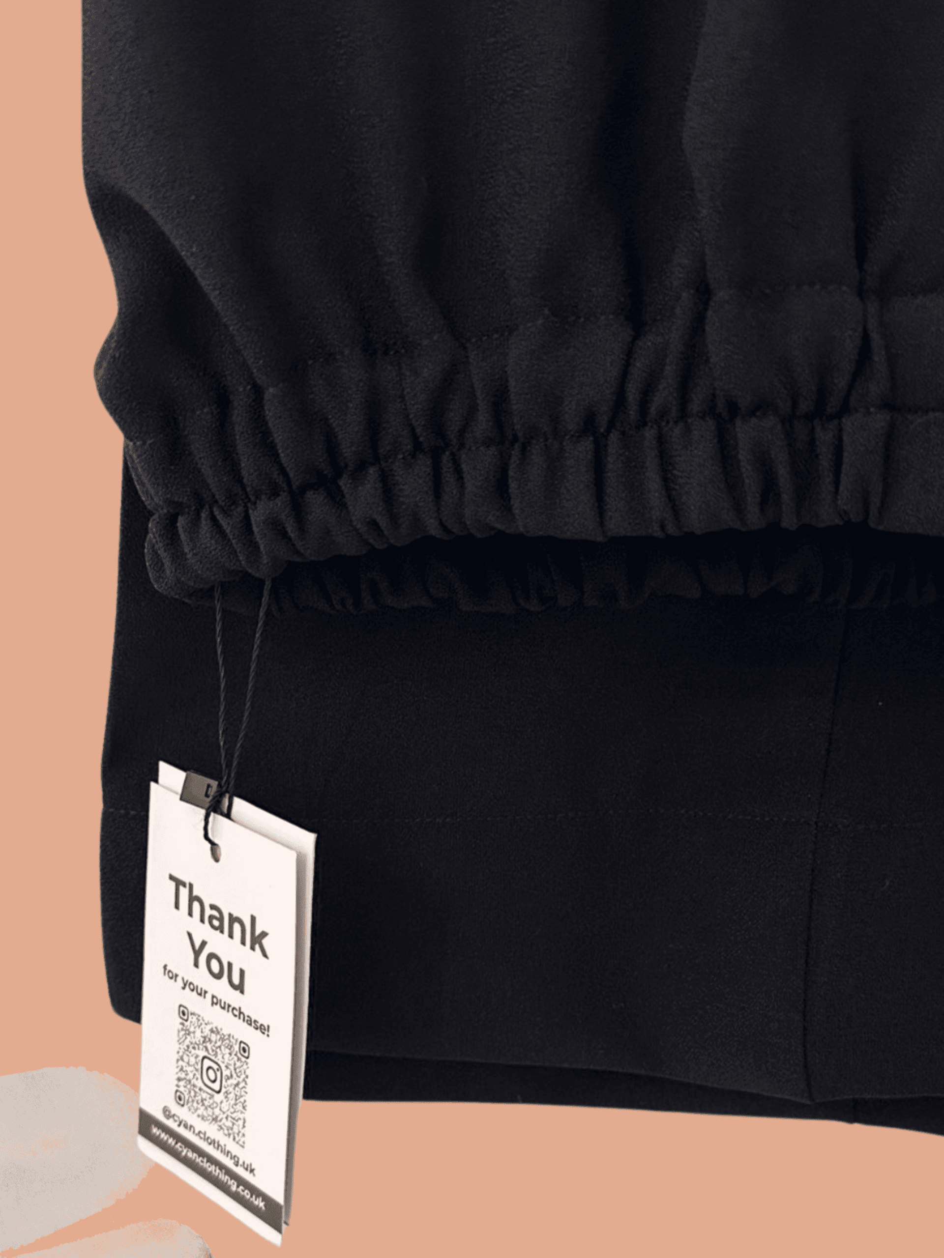 Black Elasticated Tailored Wide Leg Trouser