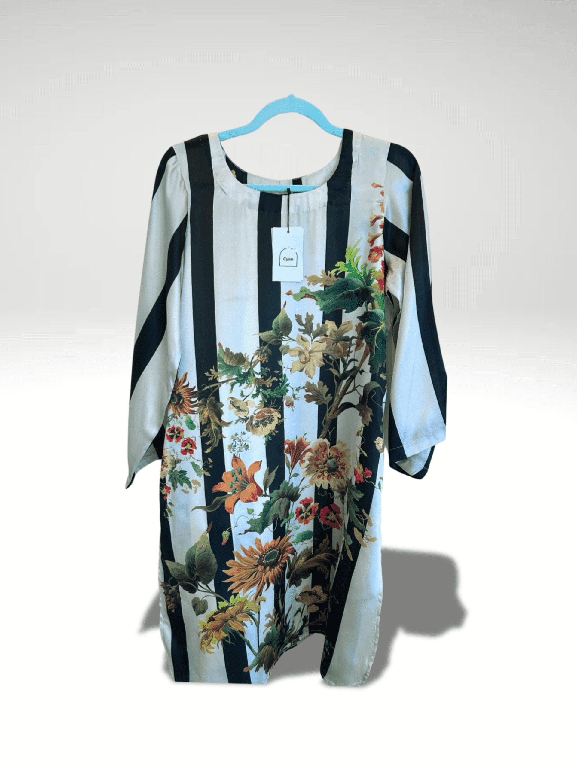 Beige and Black Silk Kurta