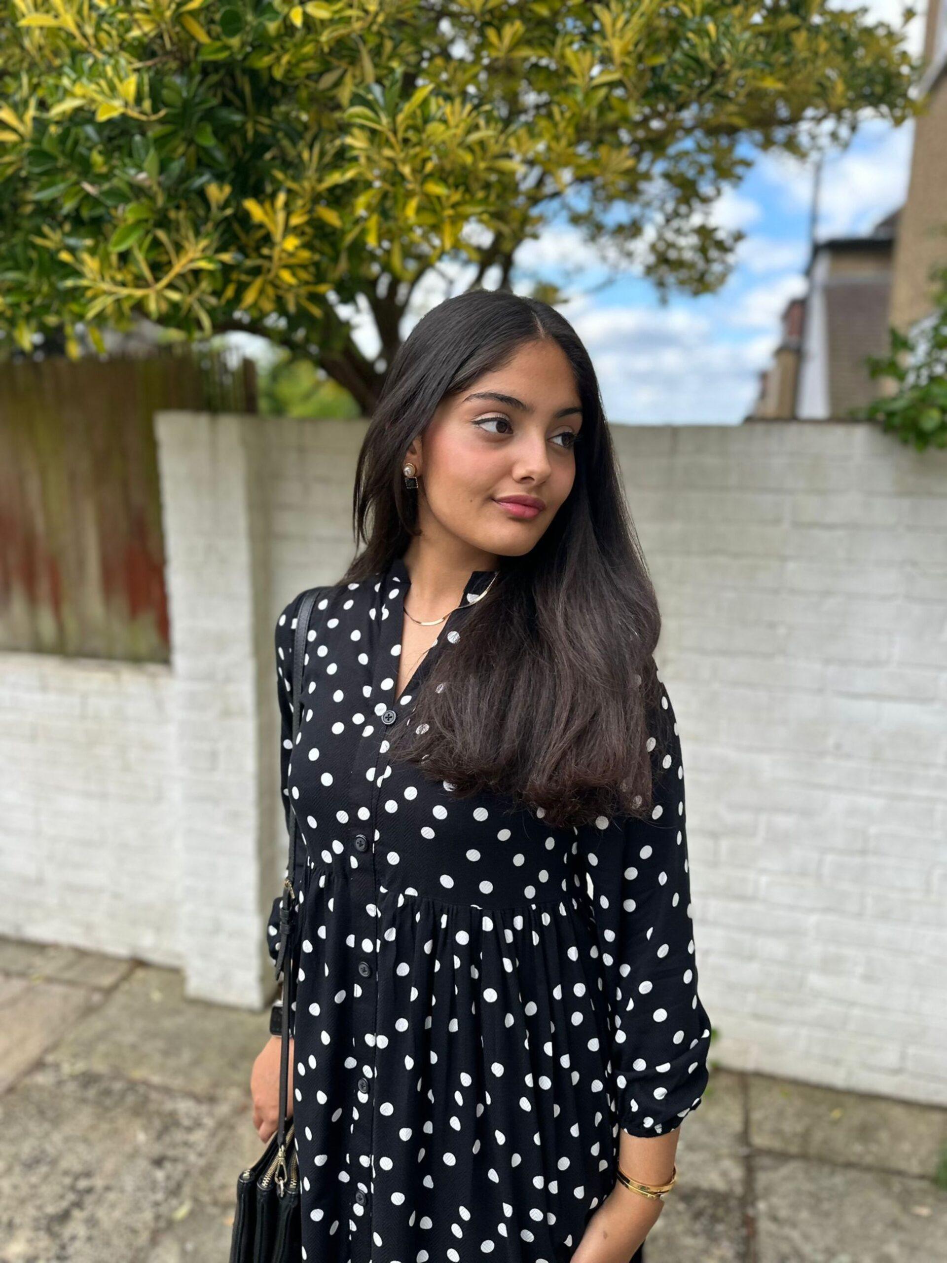 Black Polka Dot Midi Dress